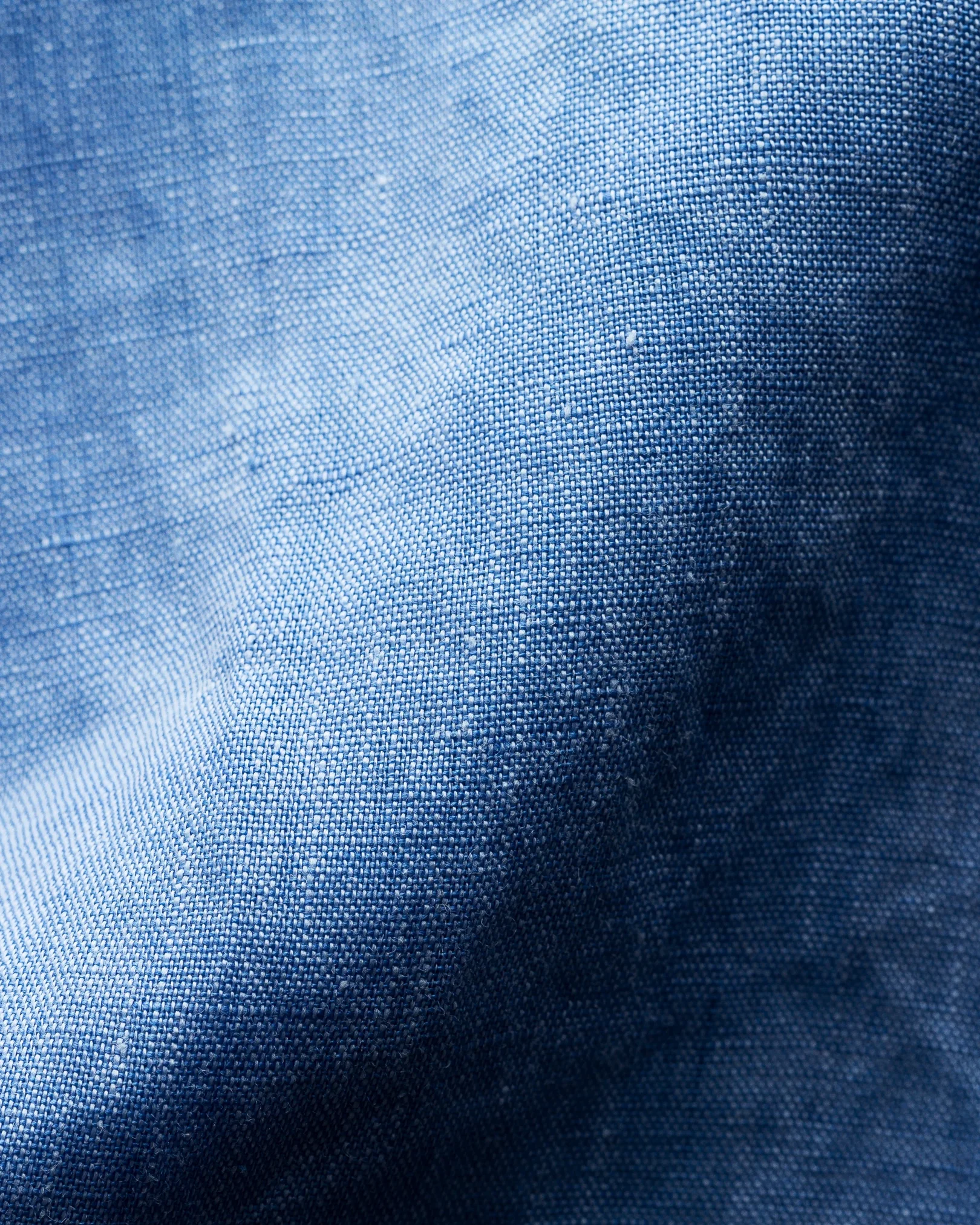 Light Blue High Neck Cut Out Detail Linen Blouse