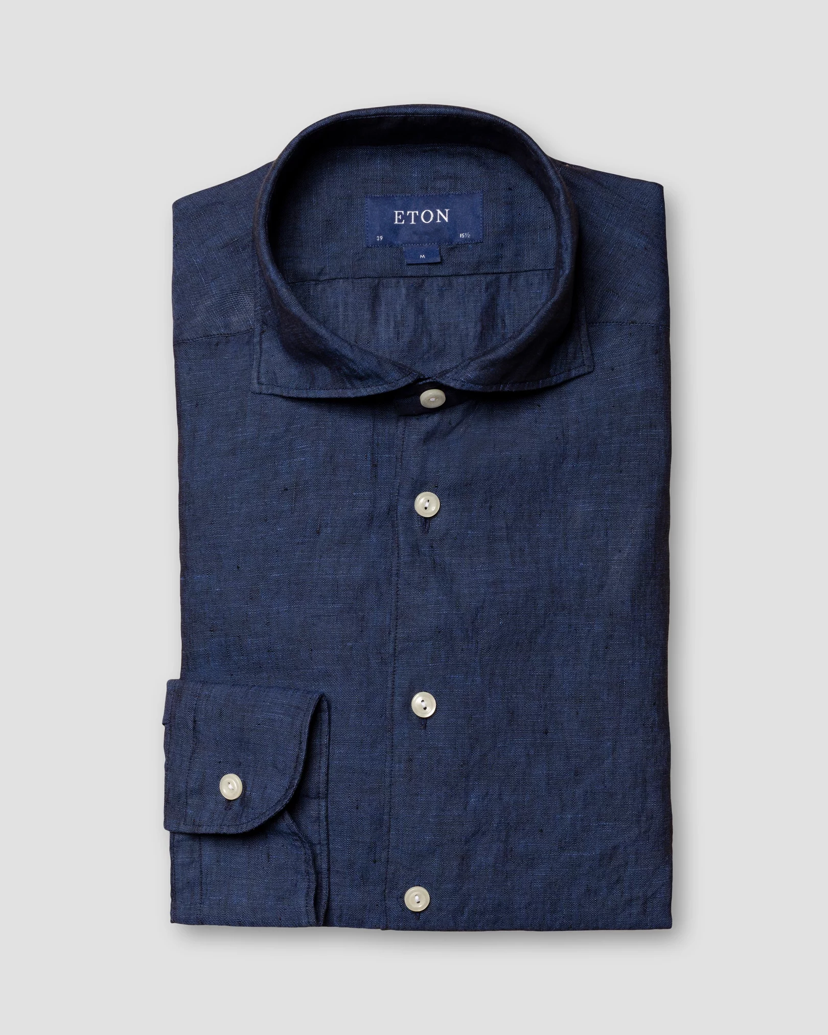 Eton - blue linen shirt wide spread