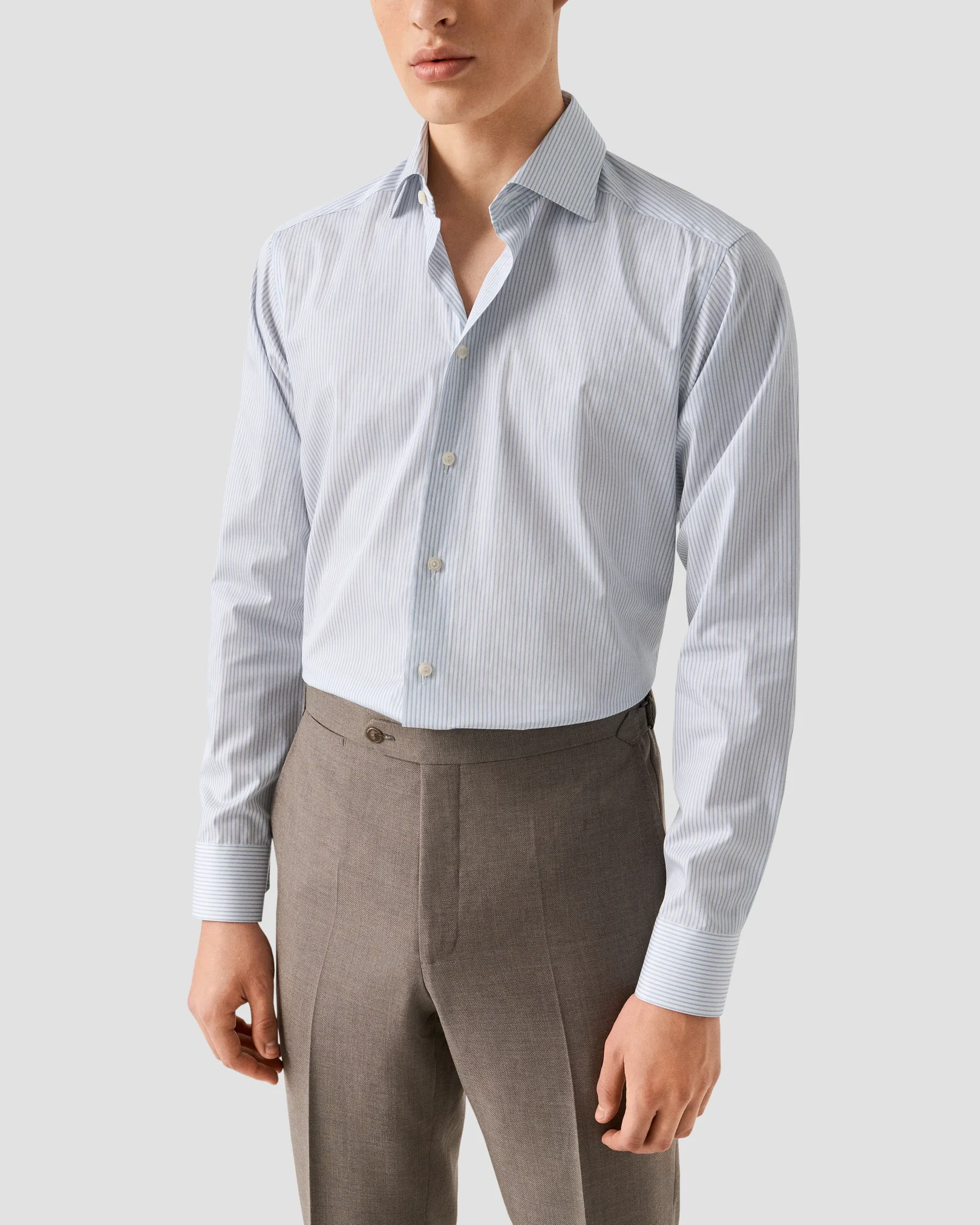 Eton - light blue stripe fine twill shirt