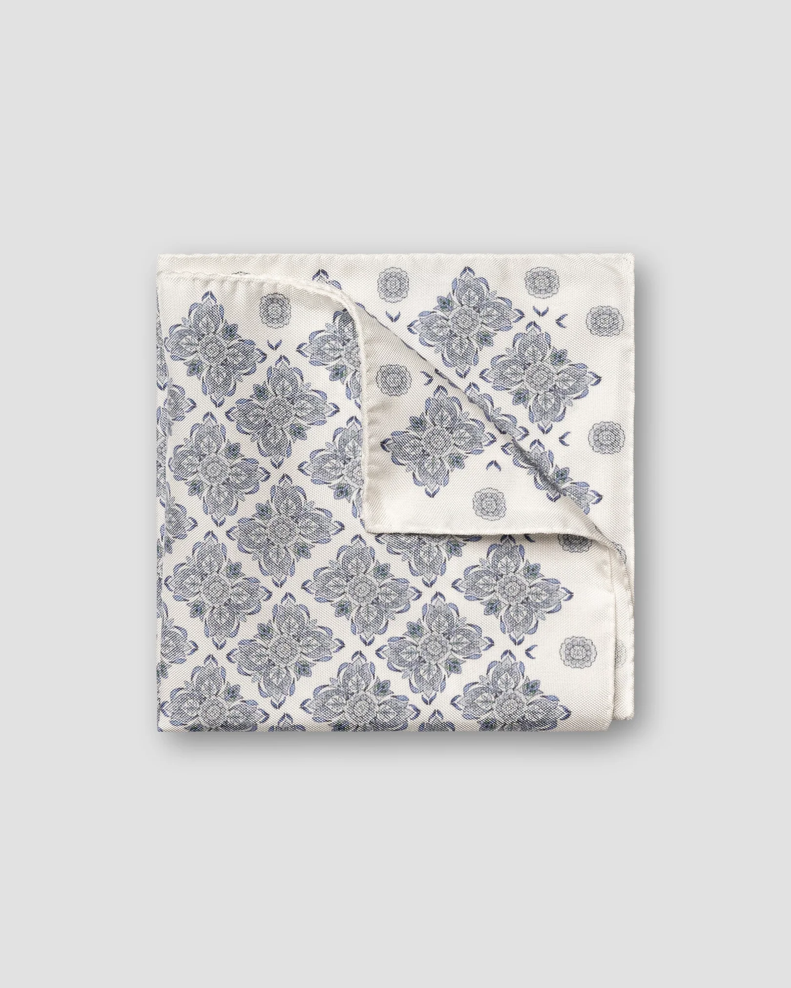 Eton - Light Blue Floral Silk Pocket Square