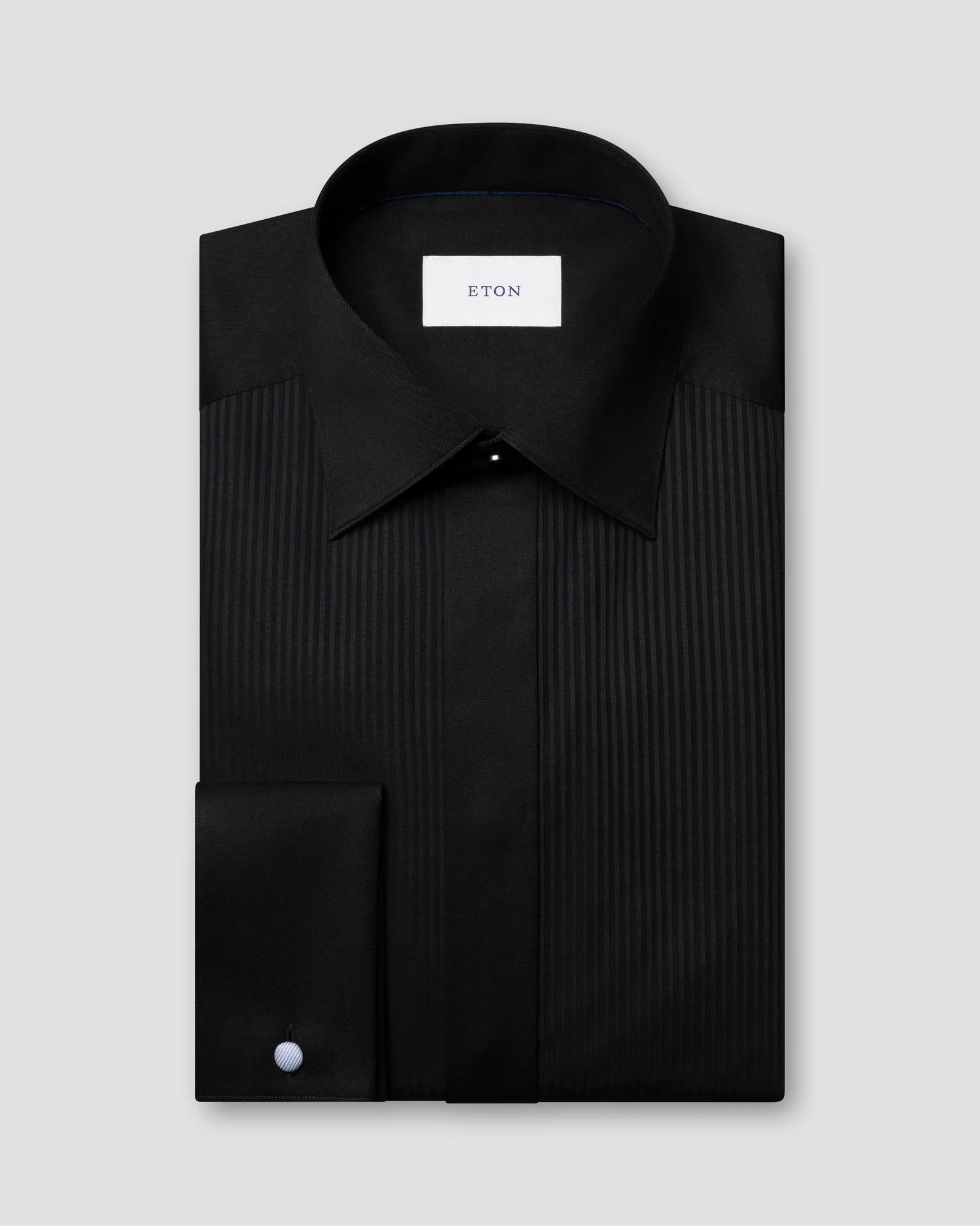 Eton - plisse bib front shirt black plisse bib front shirt