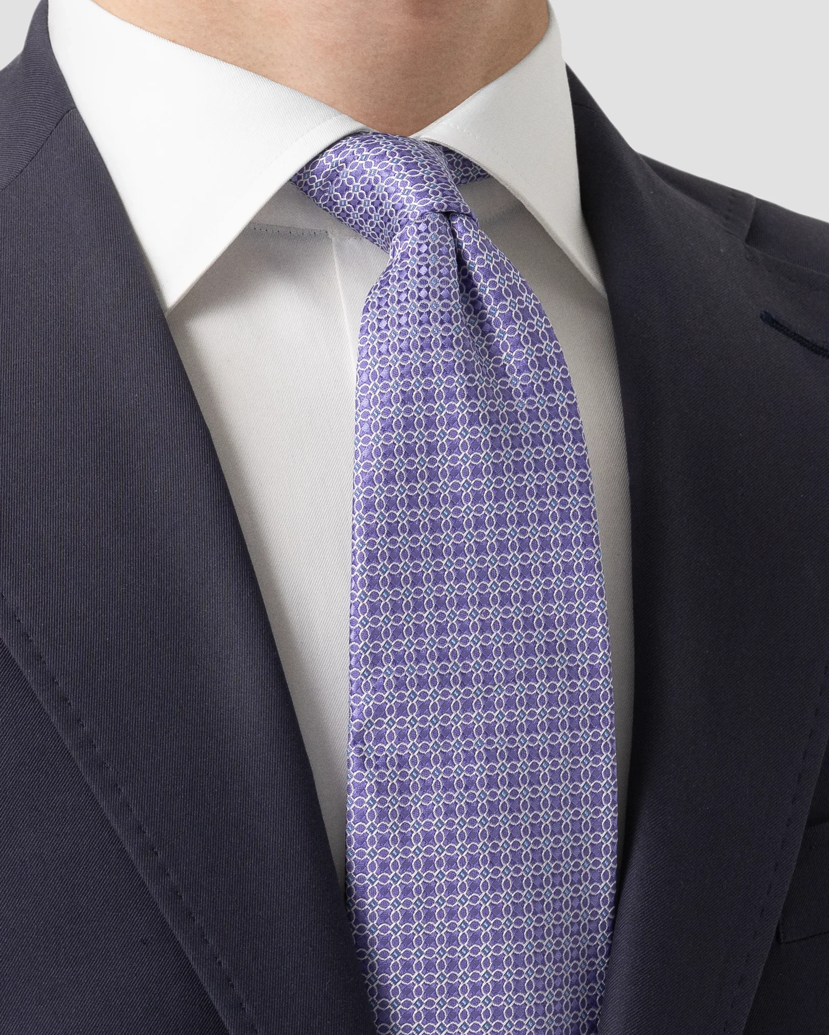 Eton - light purple geometric woven silk tie