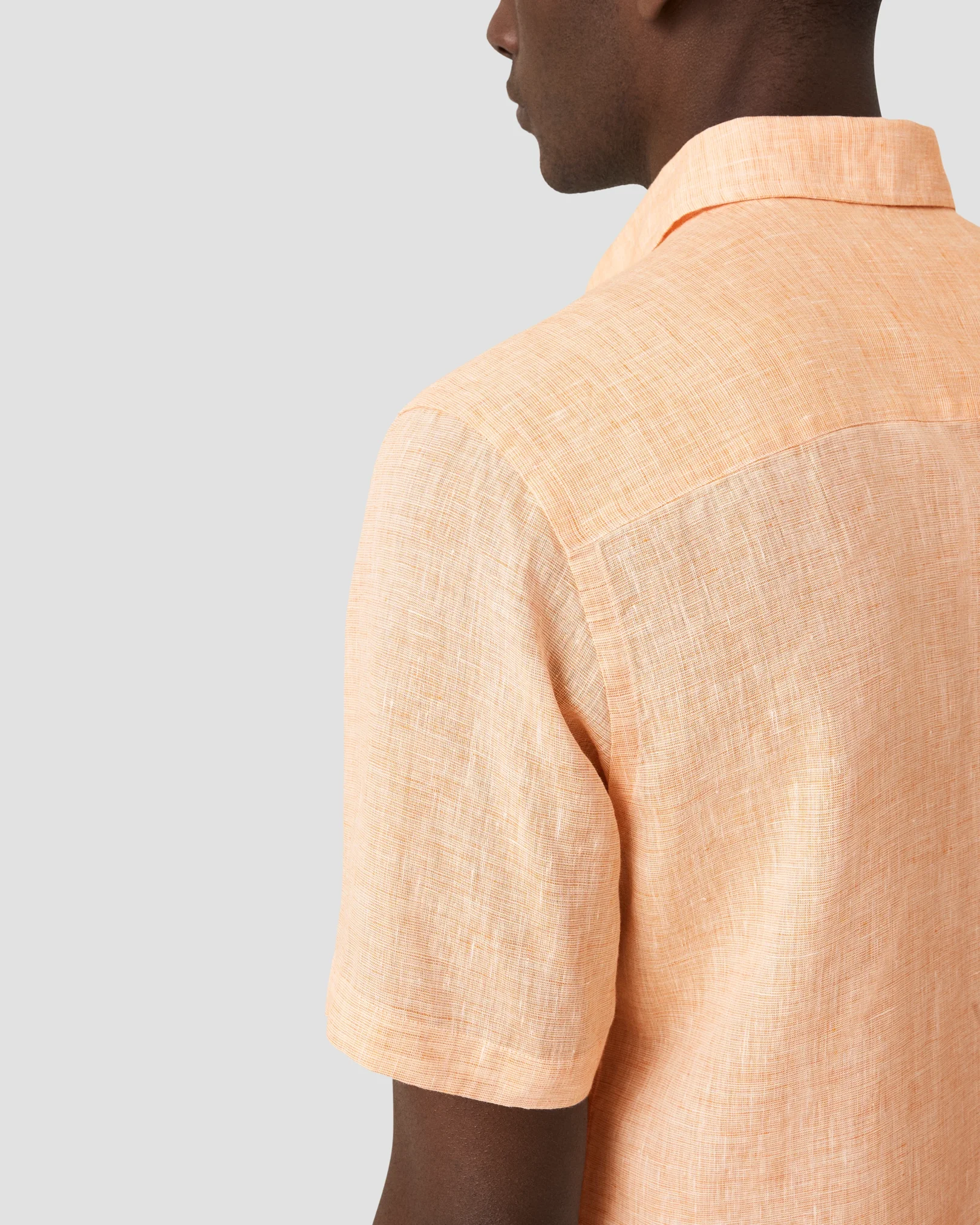 Eton - orange solid linen short sleeve shirt