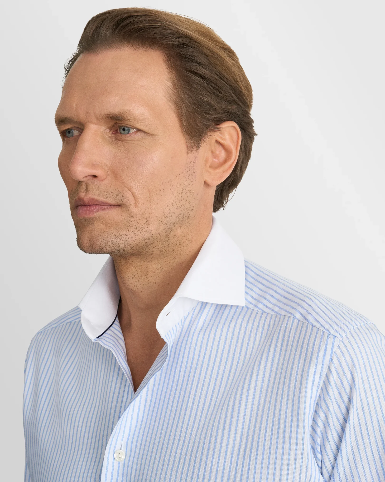 Eton - blue striped signature oxford shirt wide spread 266