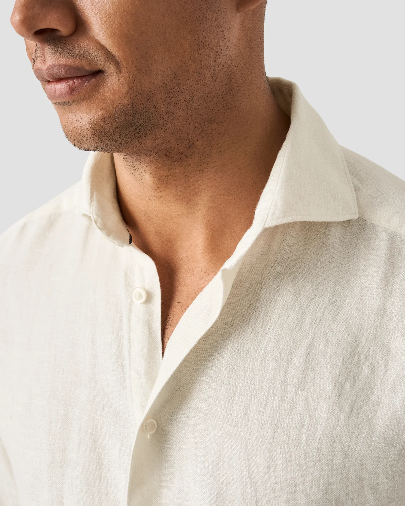 Eton - white solid twill linen shirt