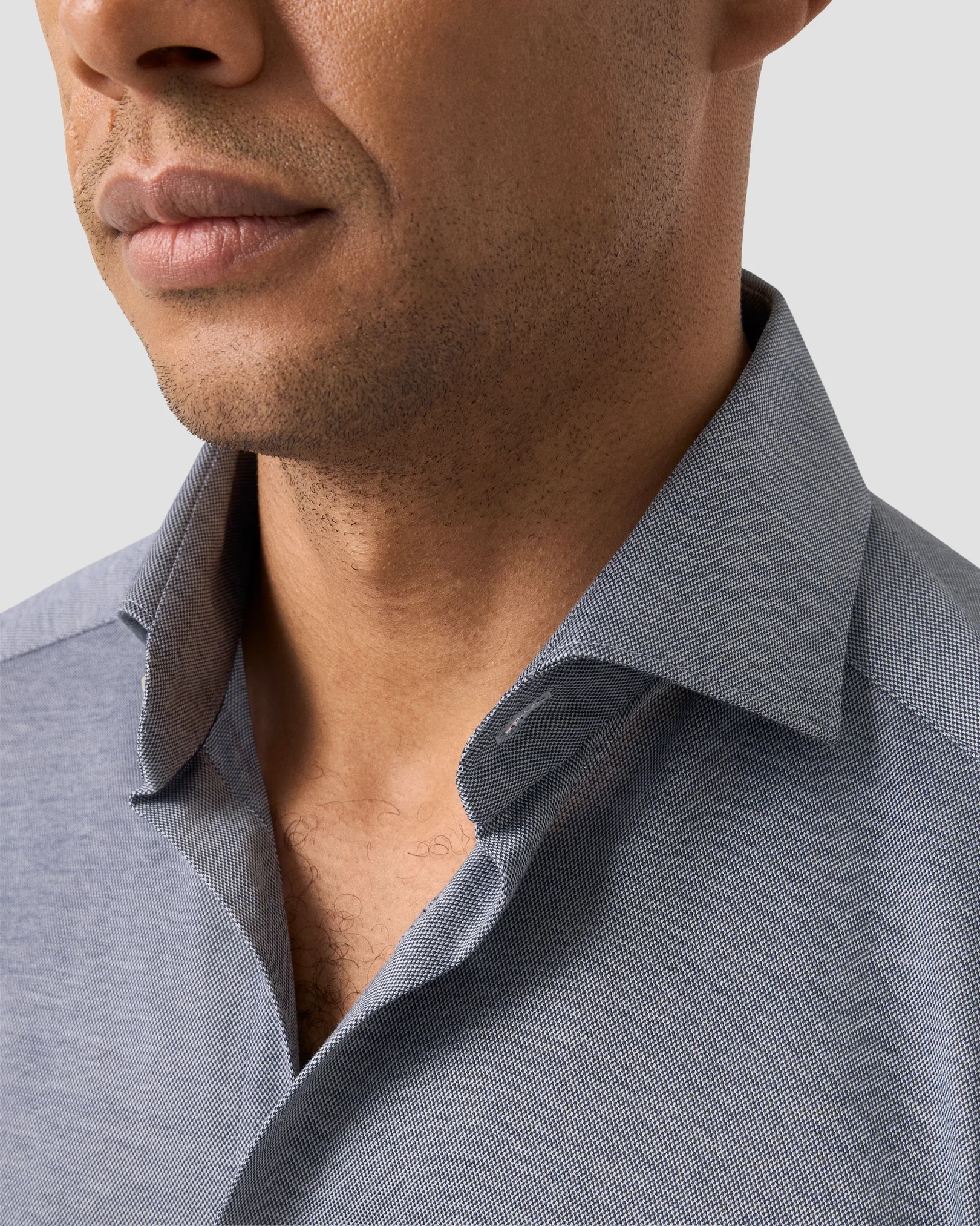 Eton - mid blue filo di scozia knit shirt 256