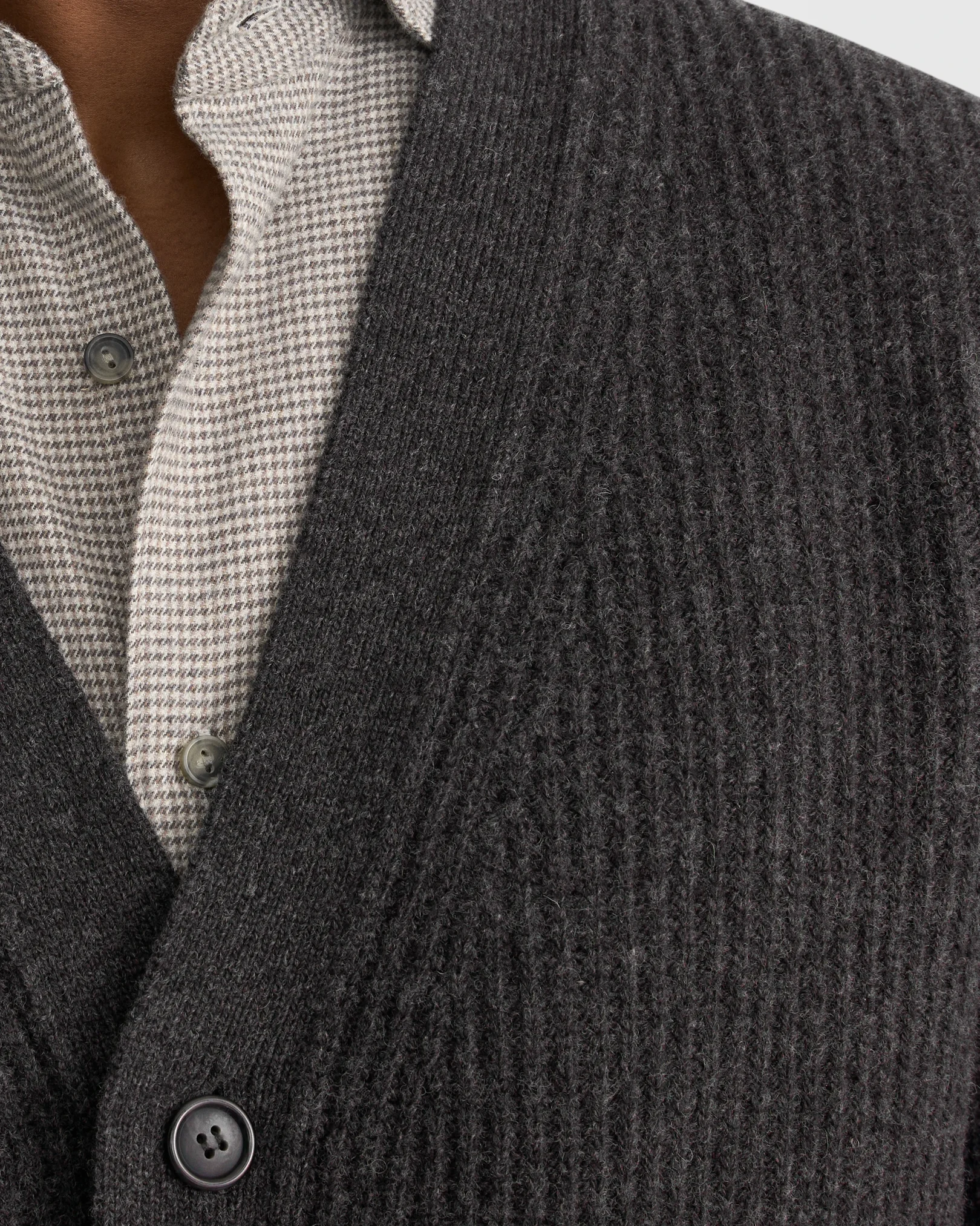 Eton - dark grey merino rib cardigan