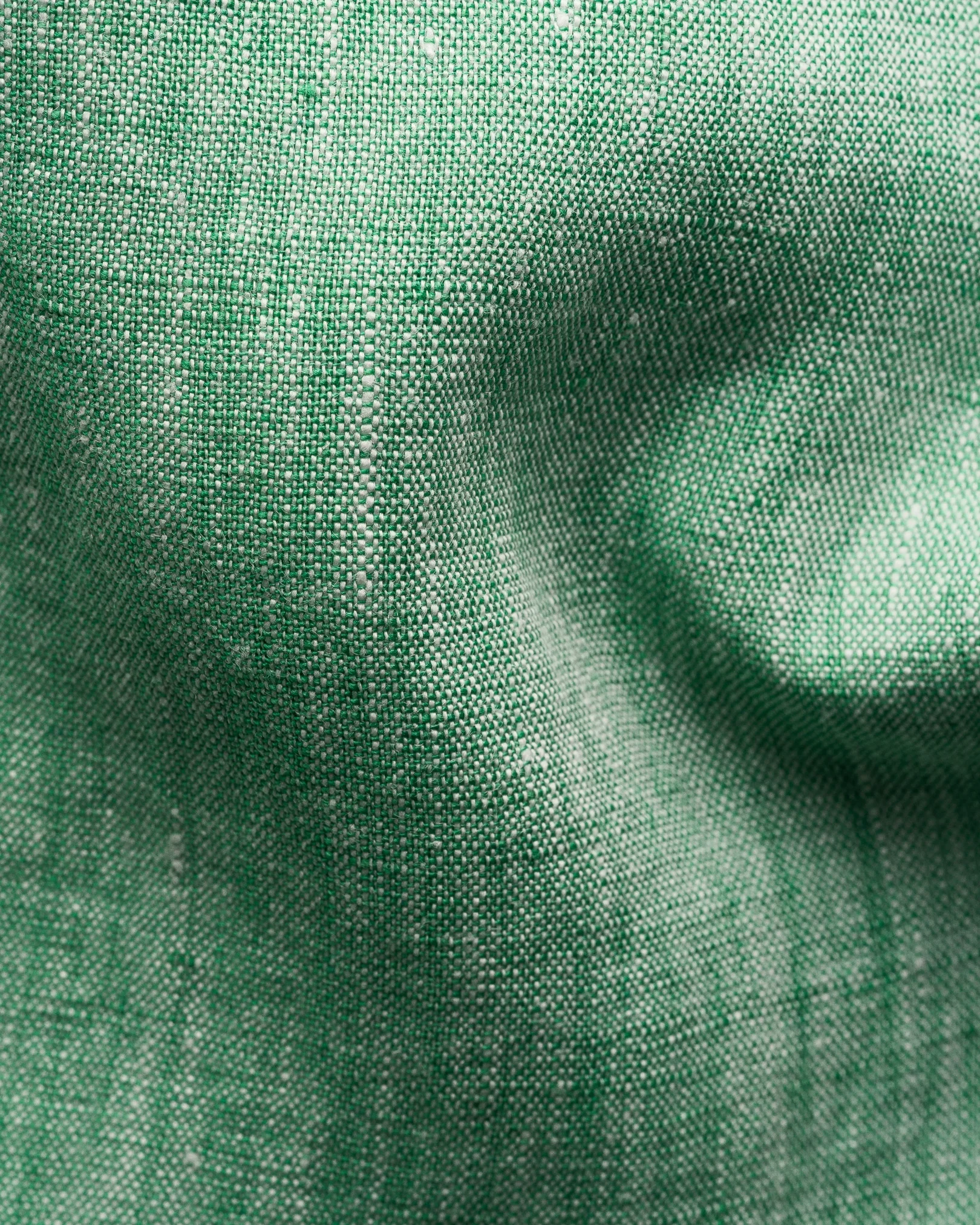 Eton - mid green solid plain weave linen shirt