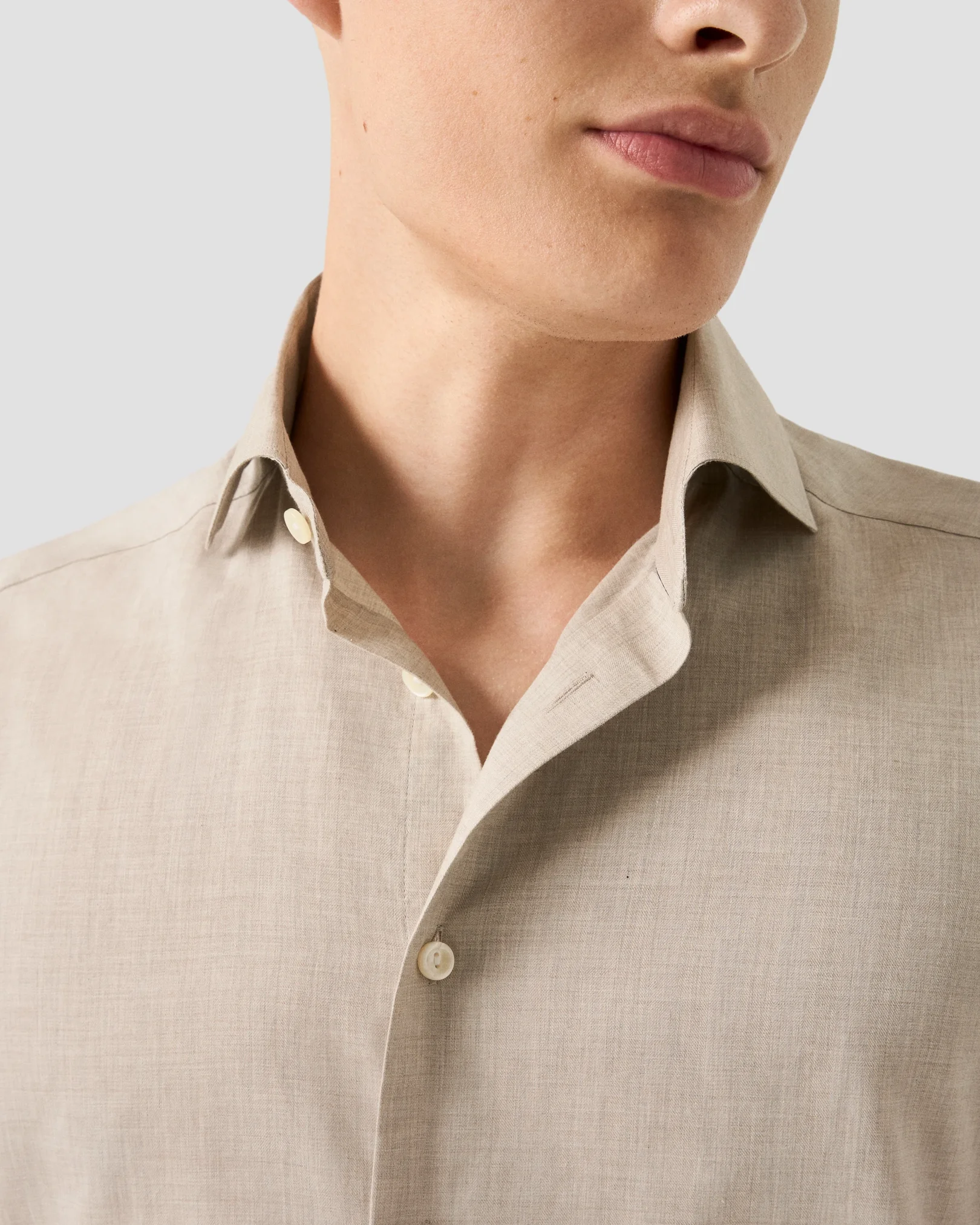 Eton - solid signature flannel shirt wide spread rounded single