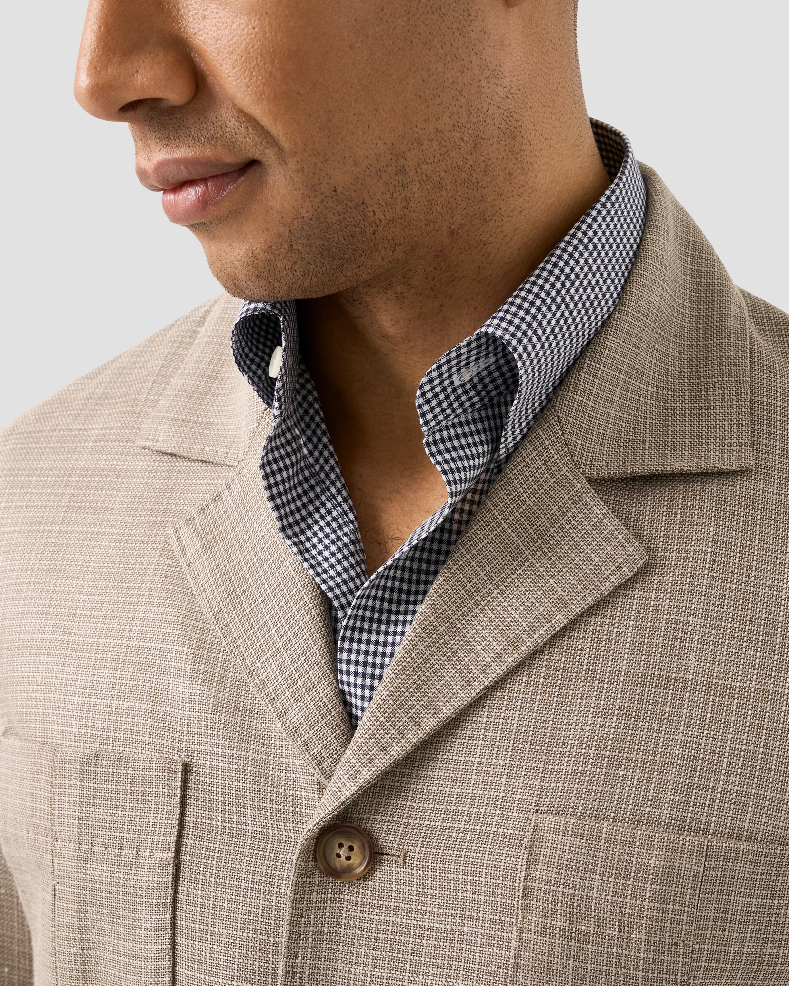 Eton - beige sartorial wool silk and linen overshirt