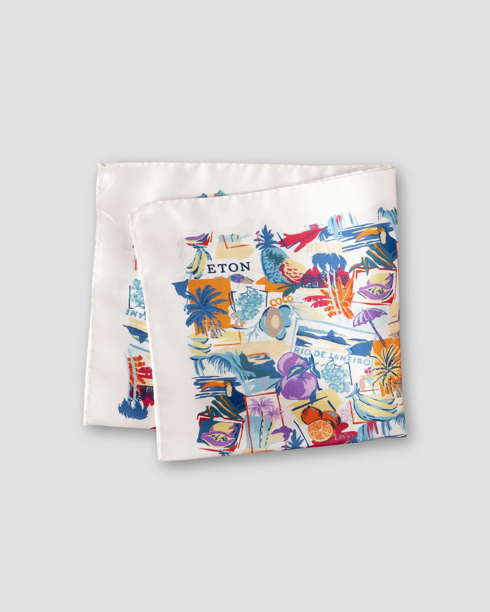 Eton - white postcard silk twill pocket square