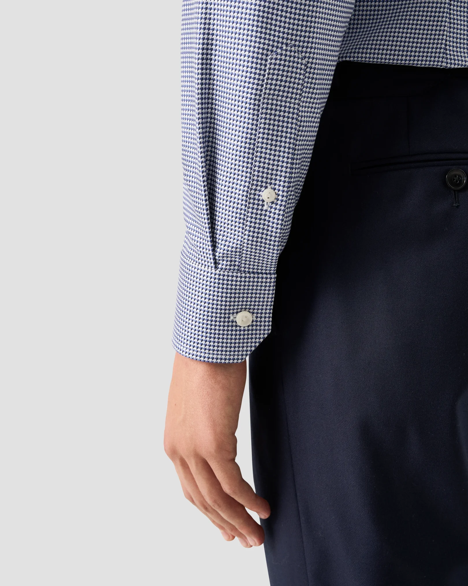 Eton - dark blue houndstooth king twill shirt