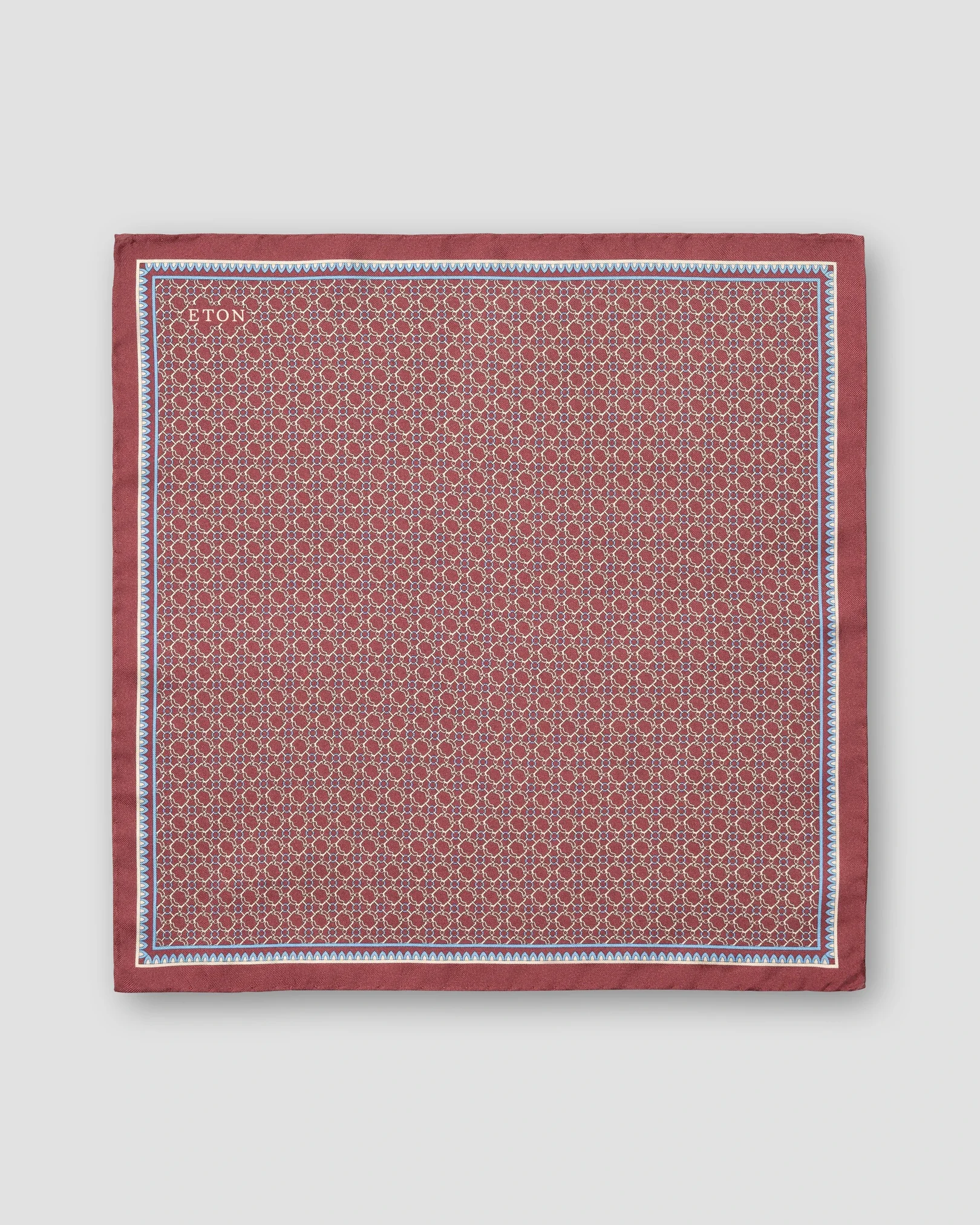 Eton - dark red chain print pocket square