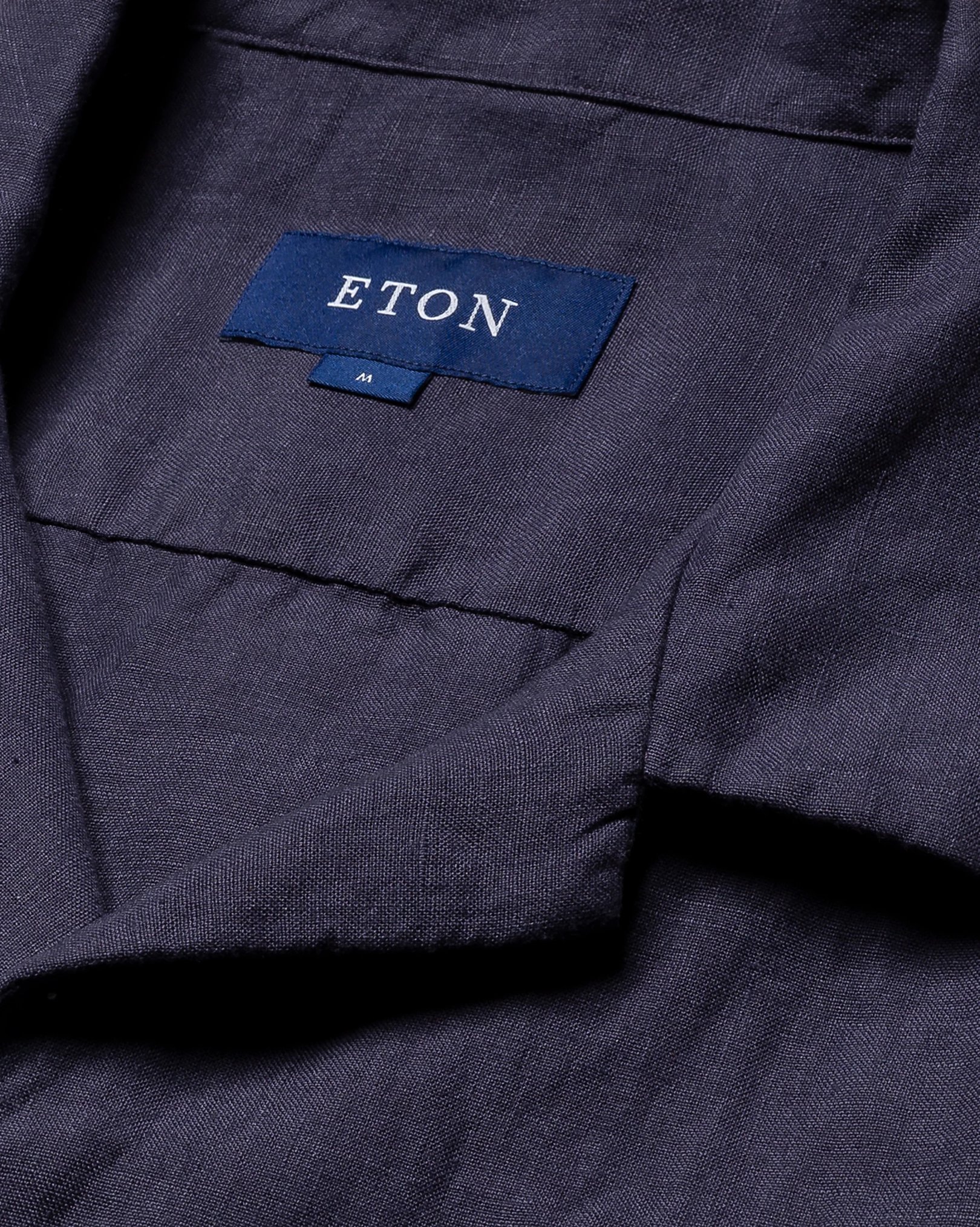 Eton - navy blue plain linen short sleeve