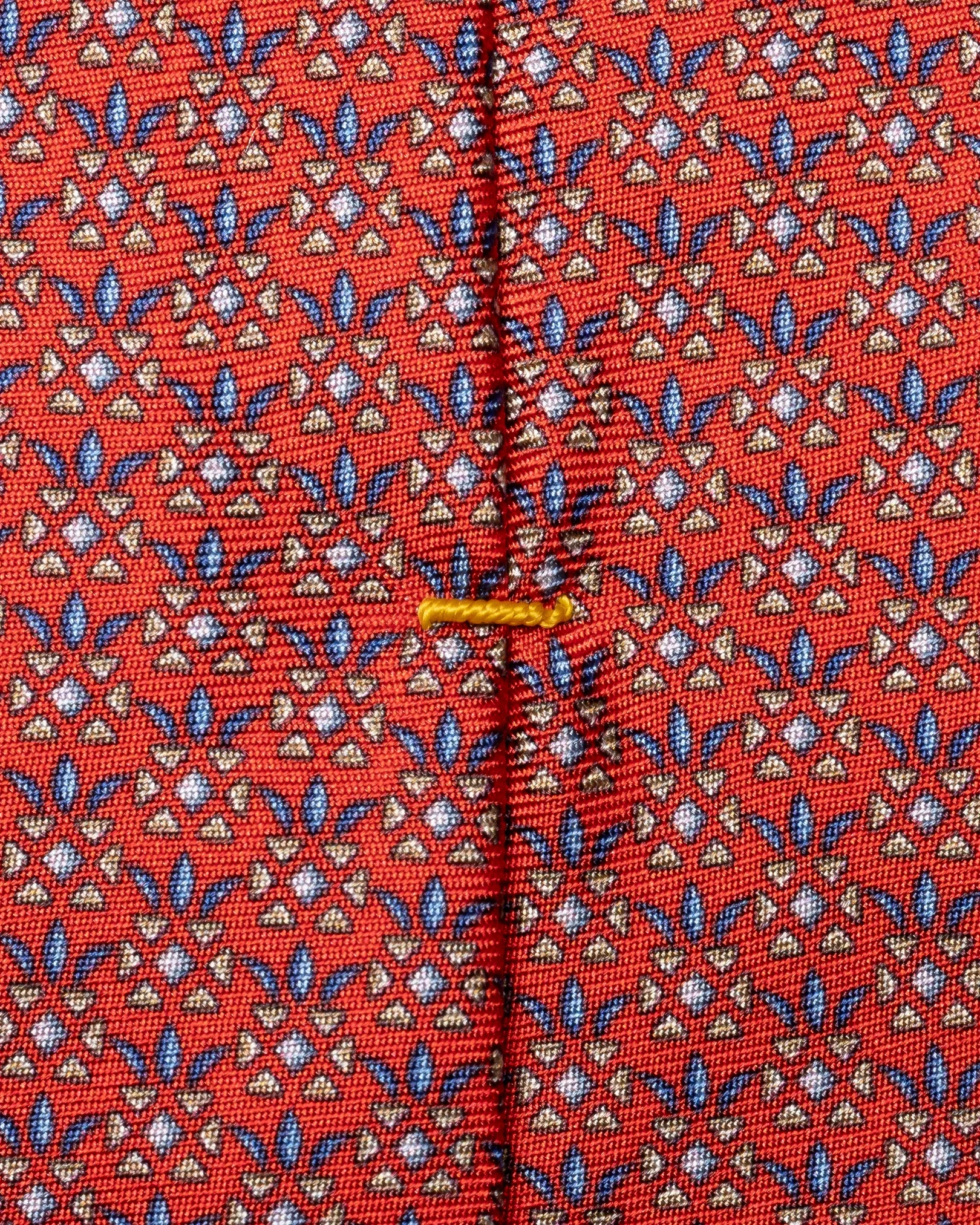 Eton - red geometric floral print silk tie