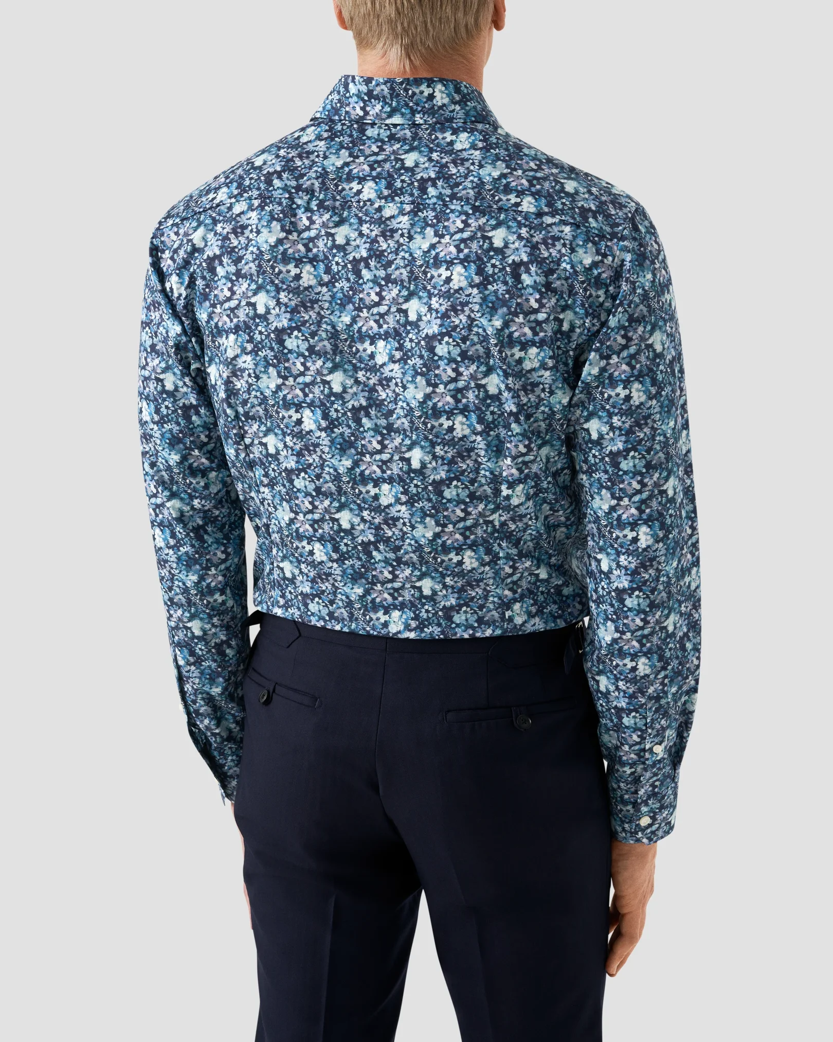 Eton - navy blue floral signature twill shirt