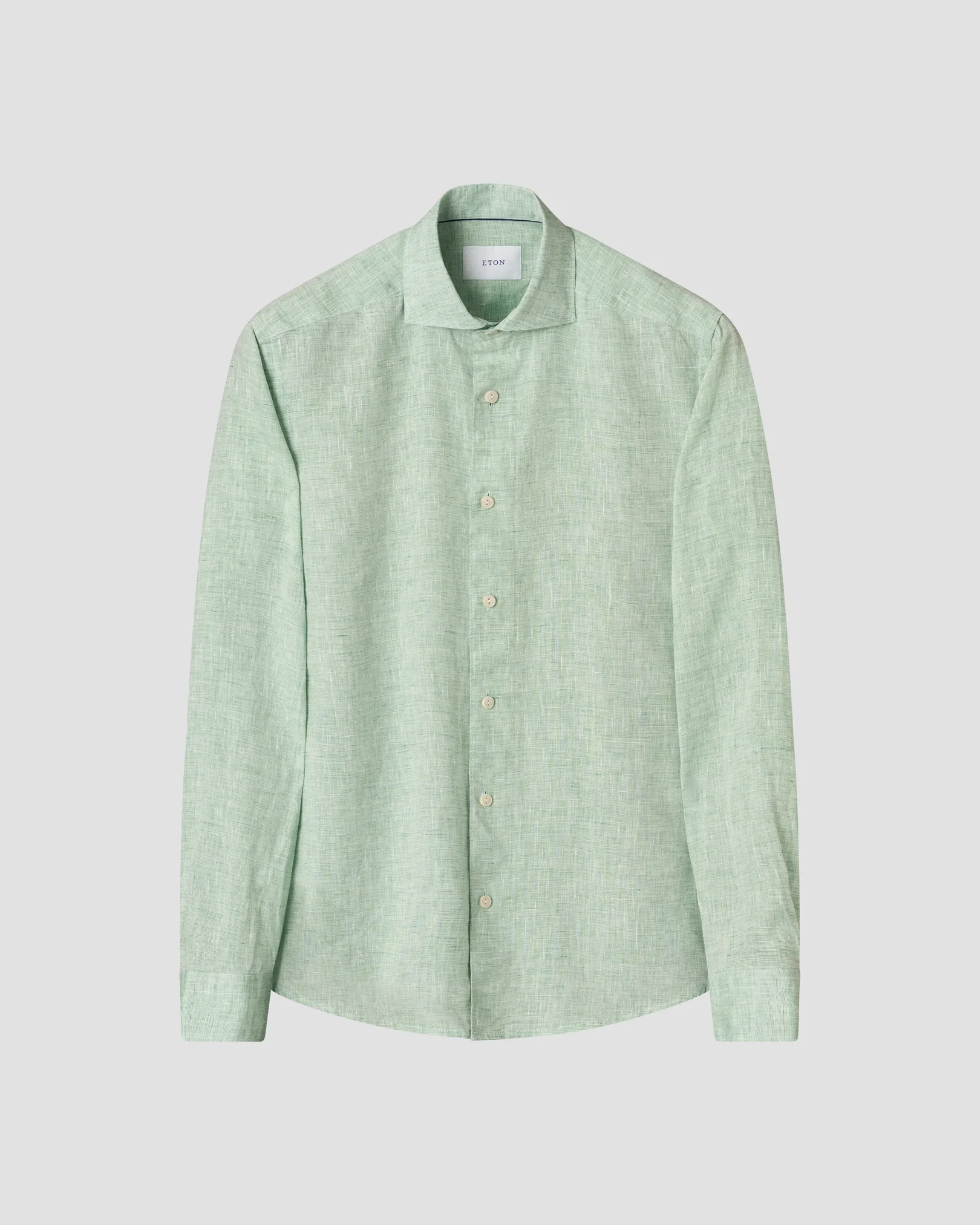 Eton - mid green solid linen shirt 261