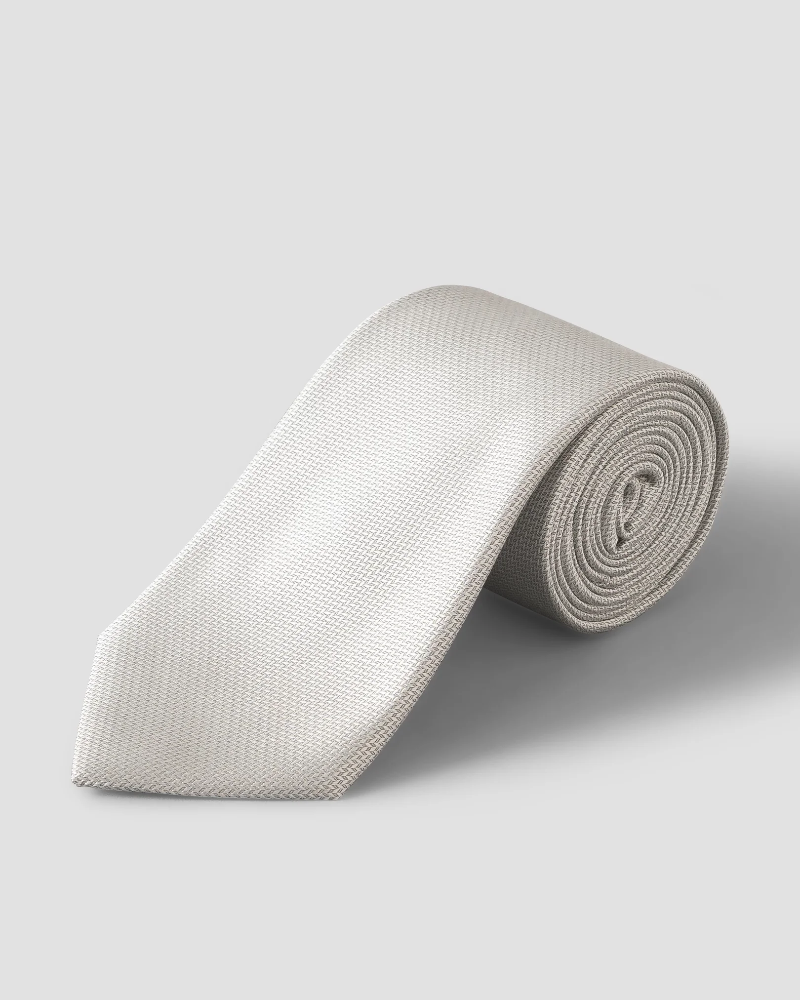 Eton - silver herringbone woven silk tie tie