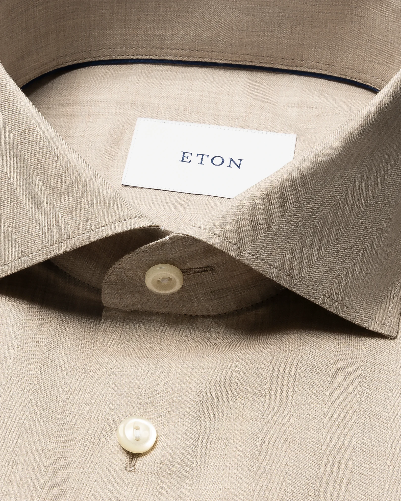 Eton - solid signature flannel shirt wide spread rounded single