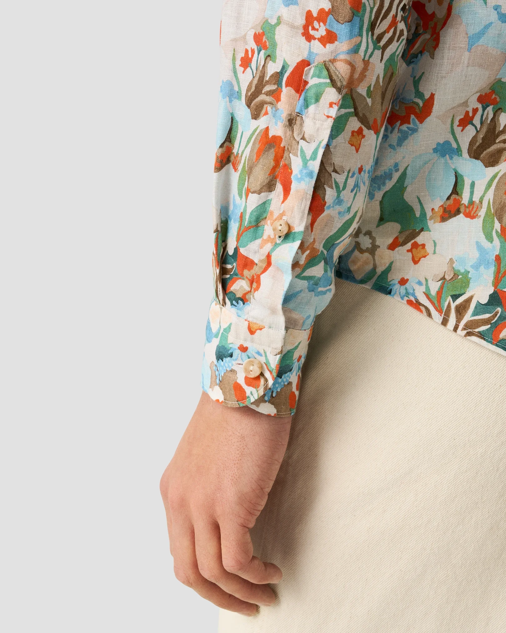 Eton - floral linen print shirt