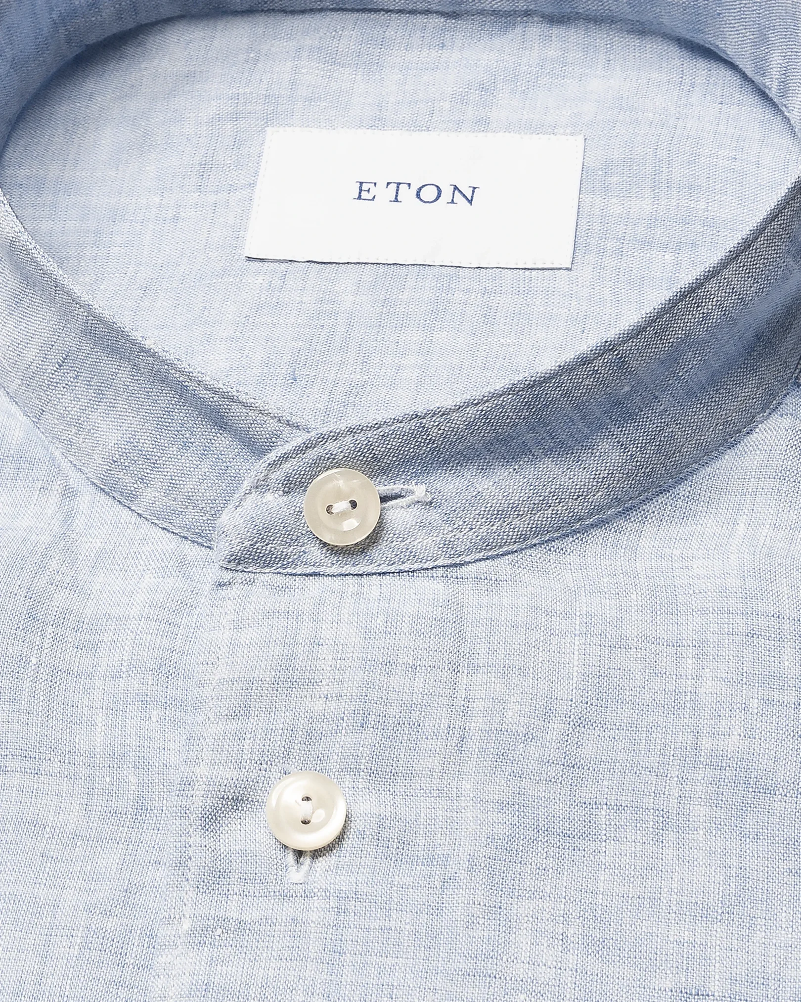 Eton - light blue solid plain weave linen shirt