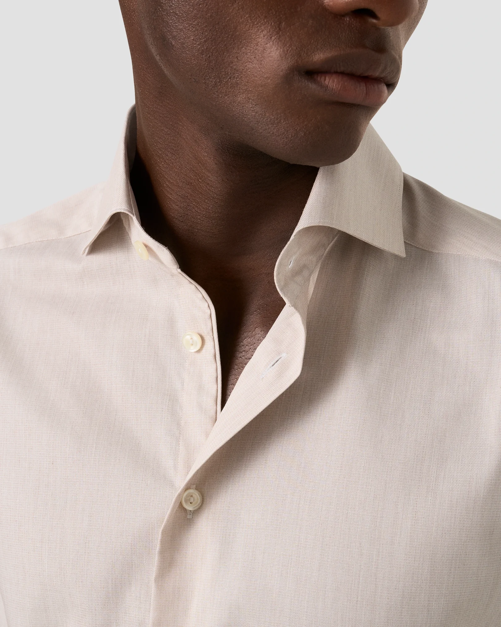 Eton - beige solid twill shirt