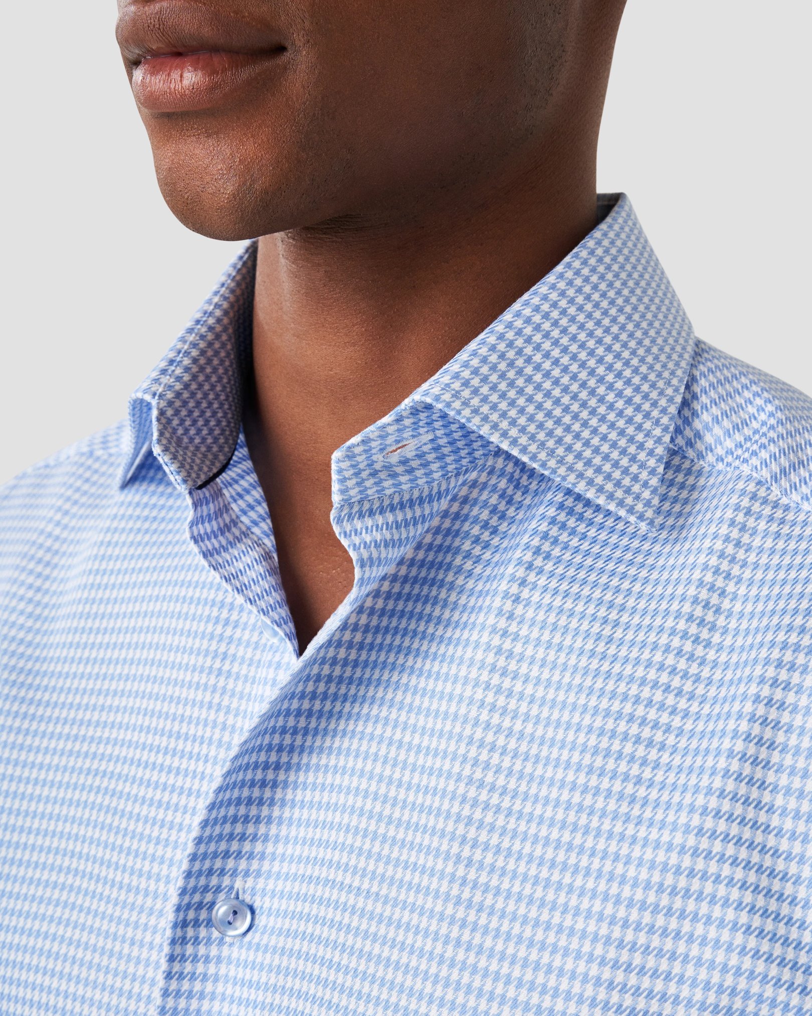 Eton - checked houndstooth signature twill