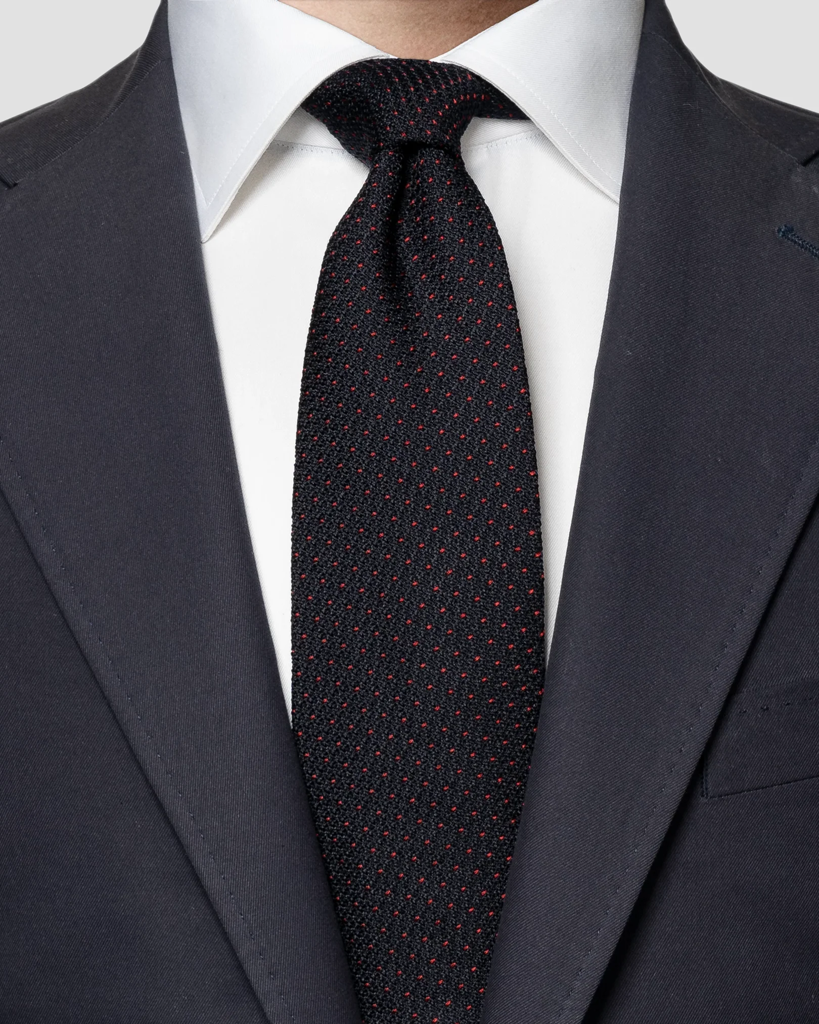 Eton - red garza grossa silk tie