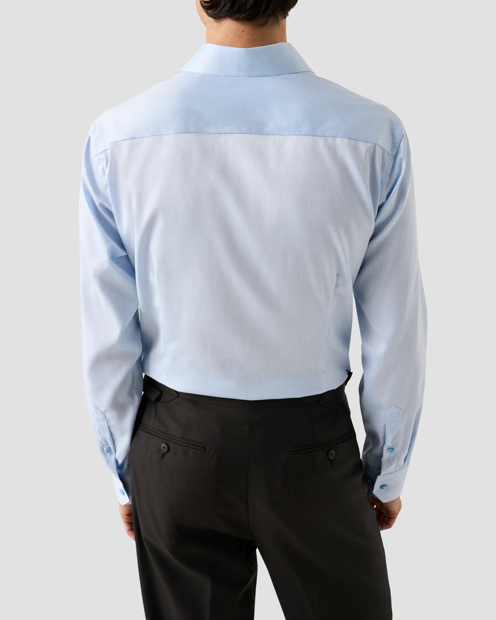 Eton - light blue solid signature twill geometric effect shirt