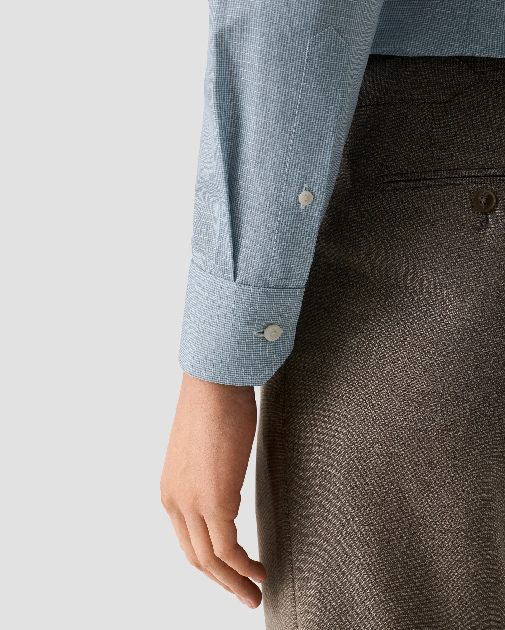 Eton - mid blue semi solid signature dobby shirt