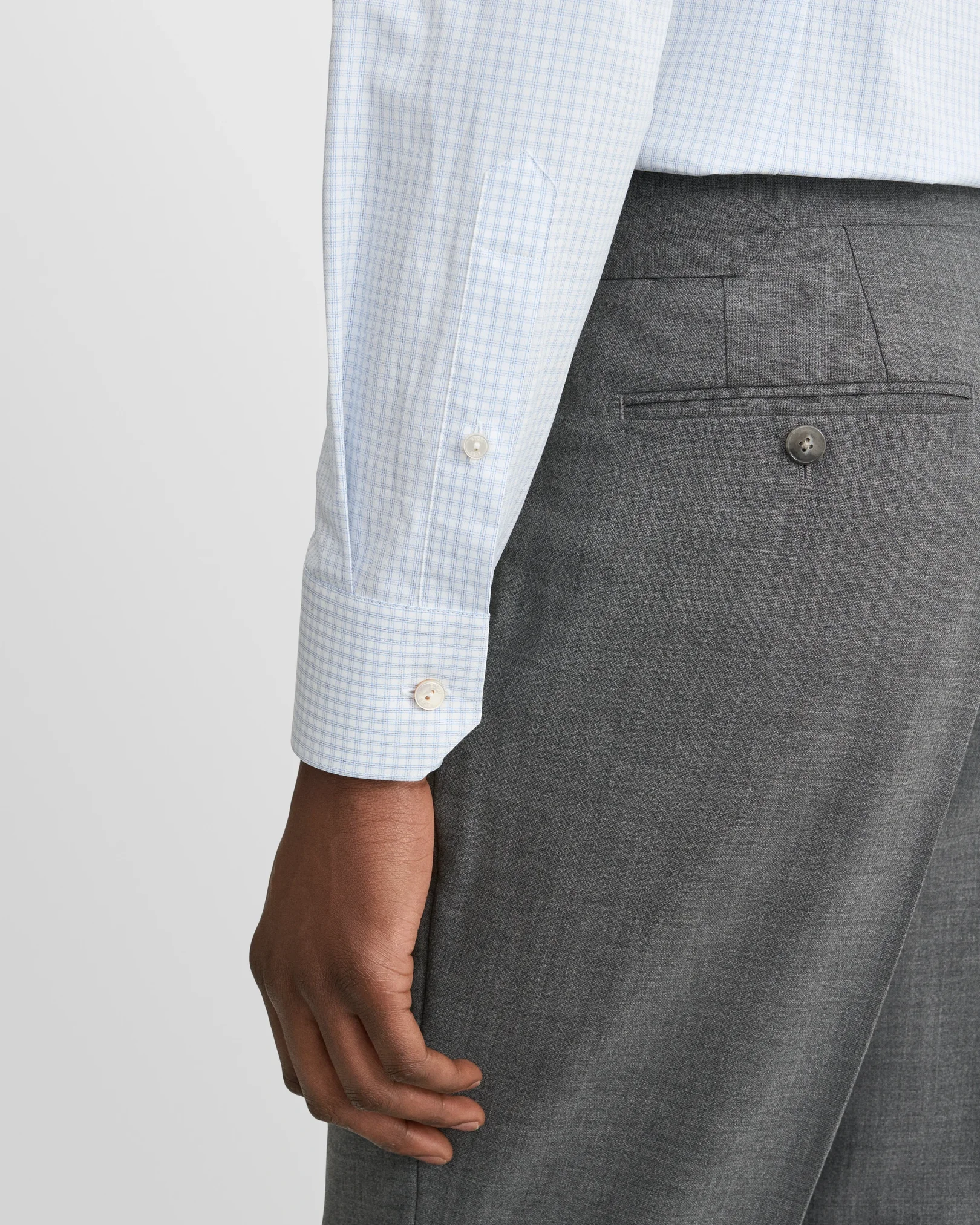 Eton - light blue check supima 263