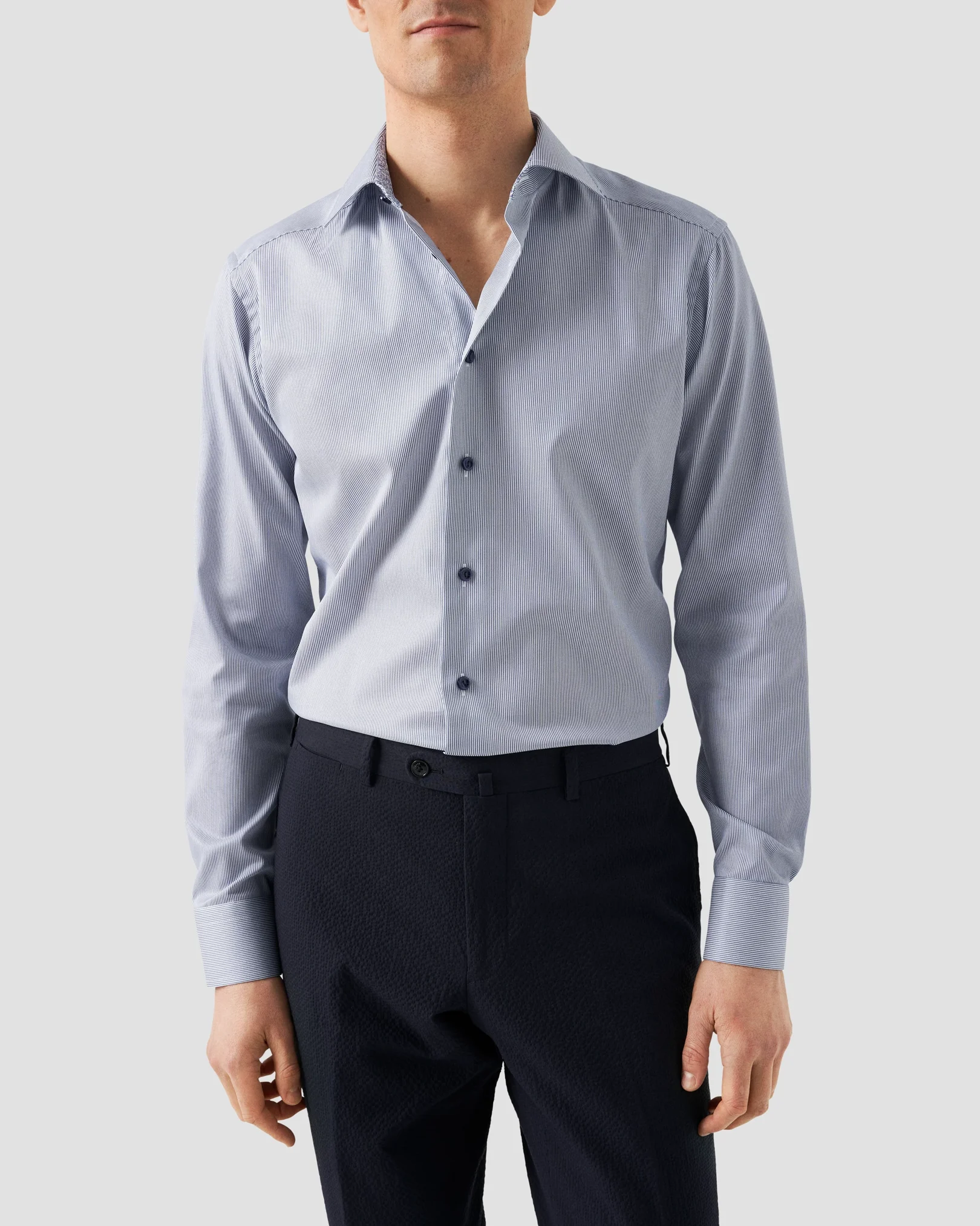 Eton - mid blue special detailed shirt