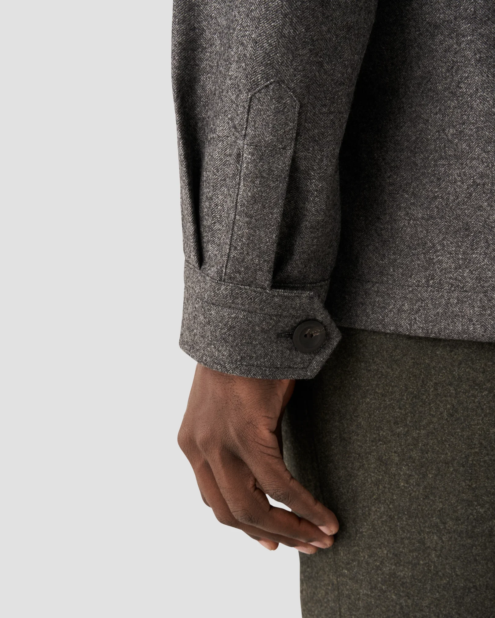 Eton - Dark Gray Herringbone Wool-Cashmere Flannel Overshirt