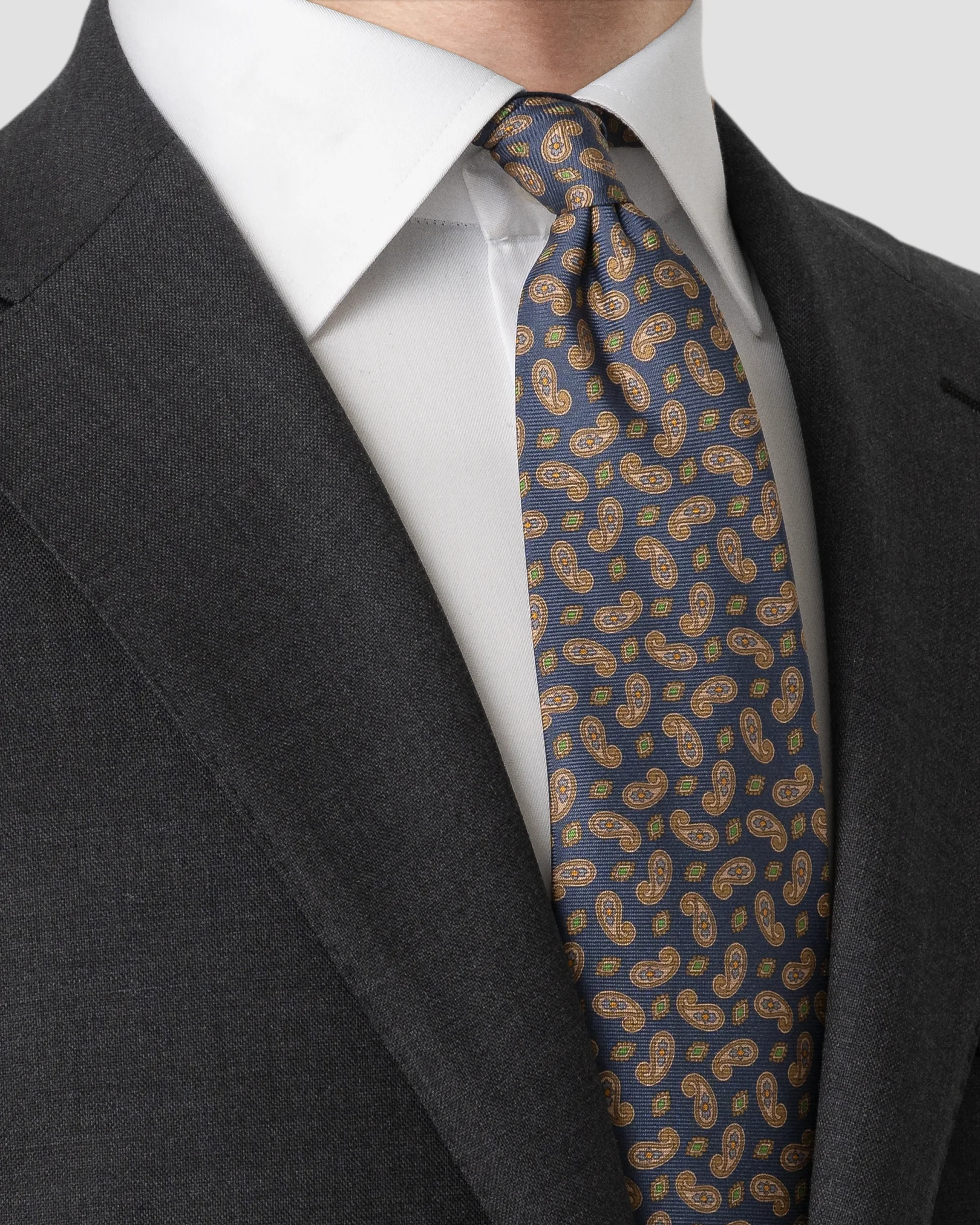 Eton - paisley print silk tie dark blue paisley print silk tie