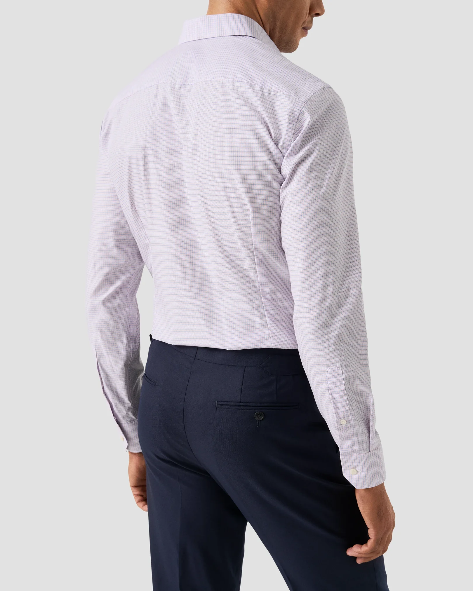 Eton - pink check twill shirt cut away 258