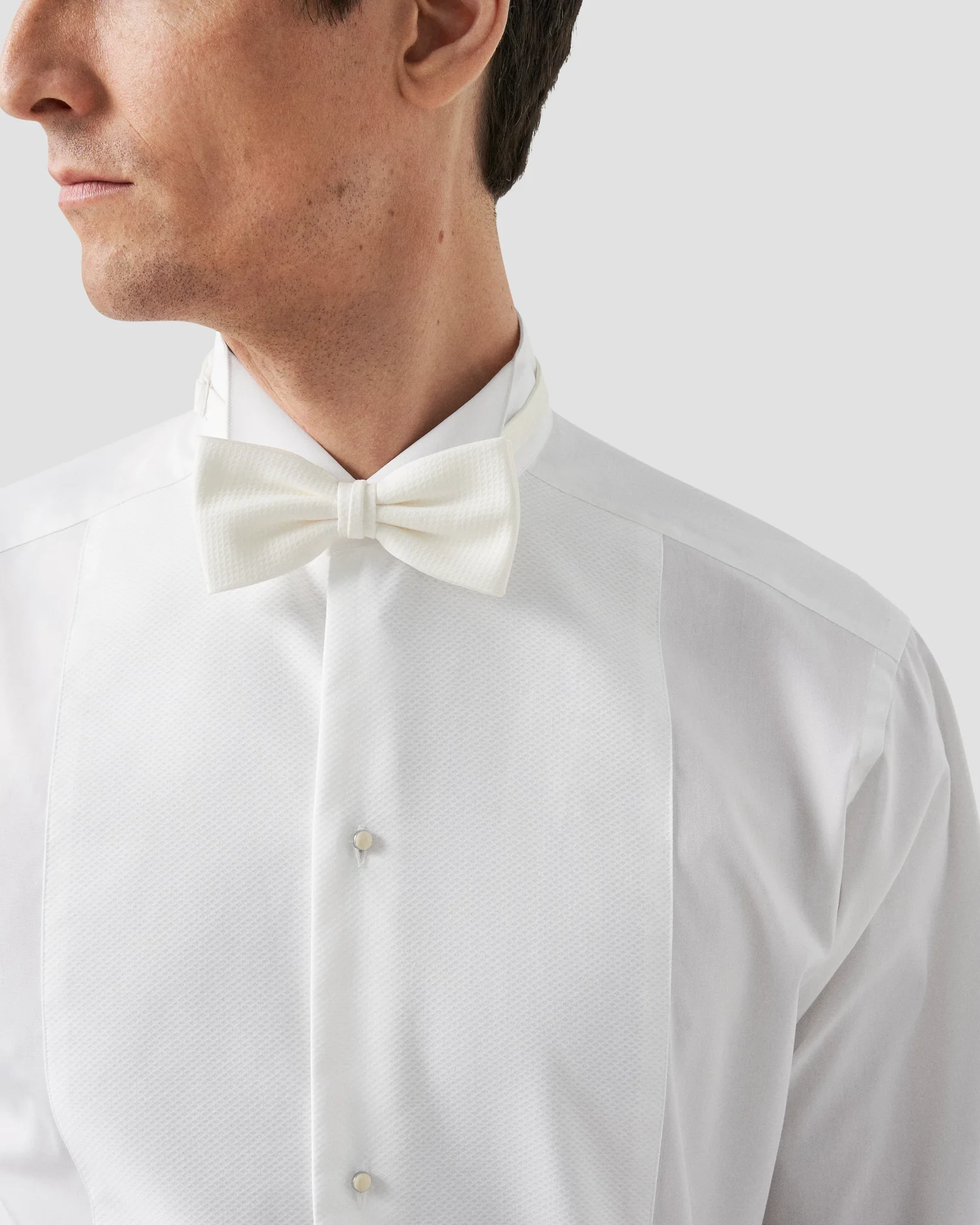 Eton - pique white tie shirt