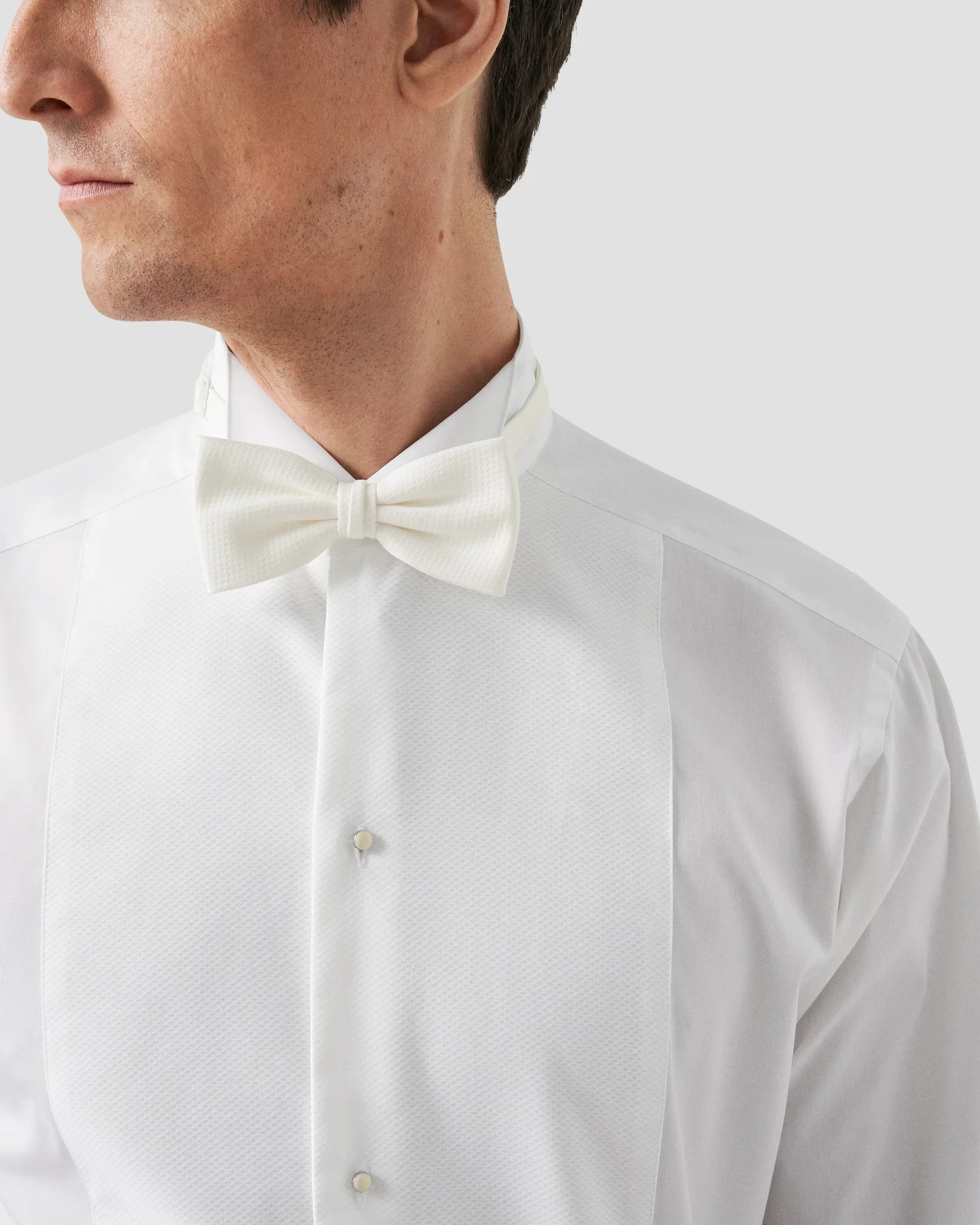 Eton - white pique bib front tuxedo shirt