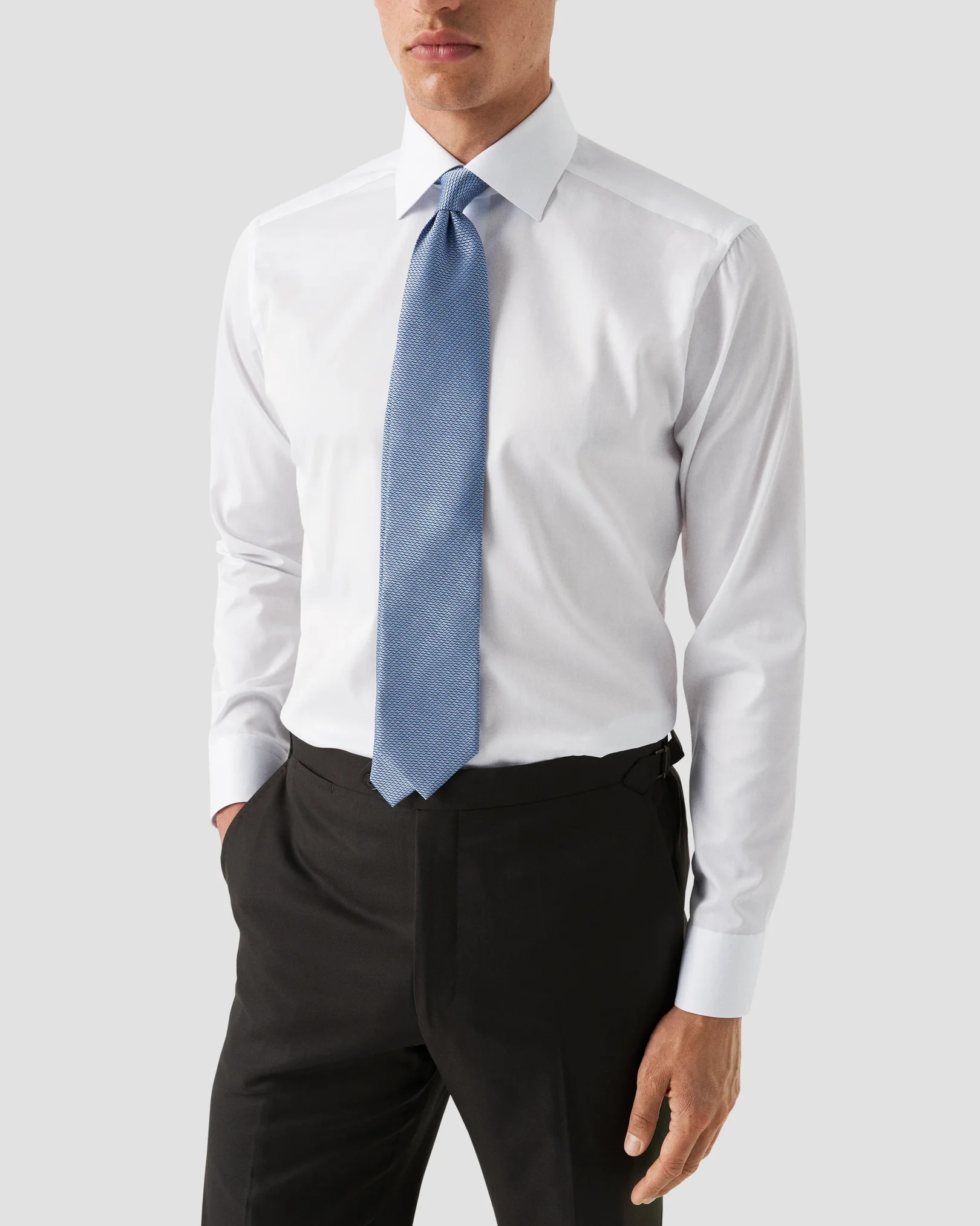 Eton - white navy details signature twill shirt