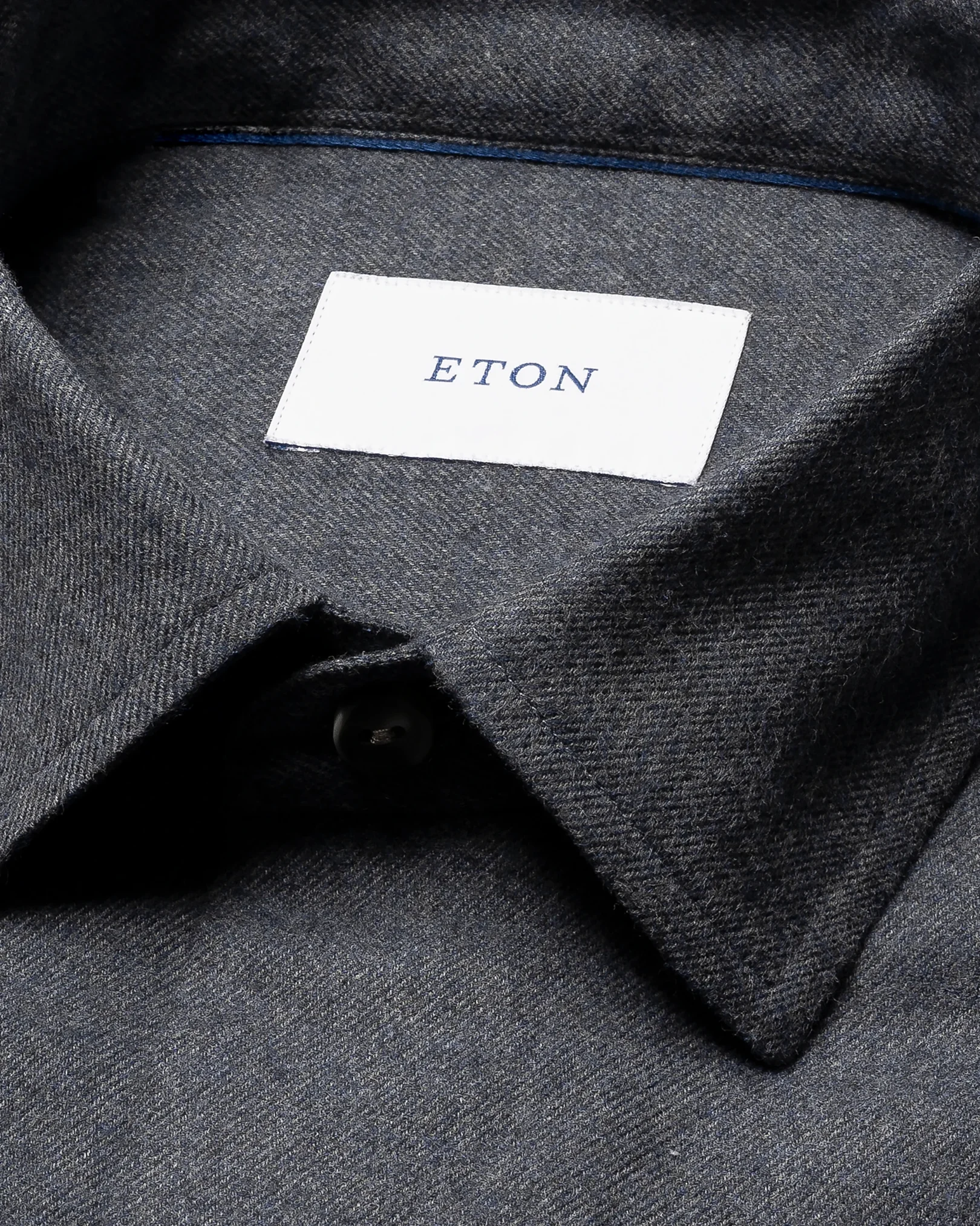 Eton - dark blue solid flannel shirt