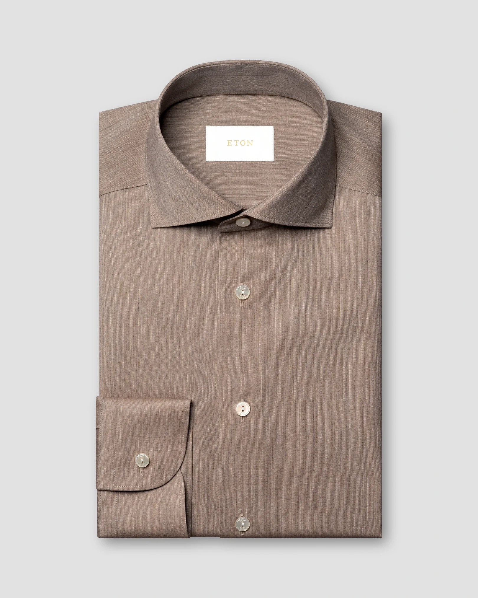 Eton - beige solid merino shirt