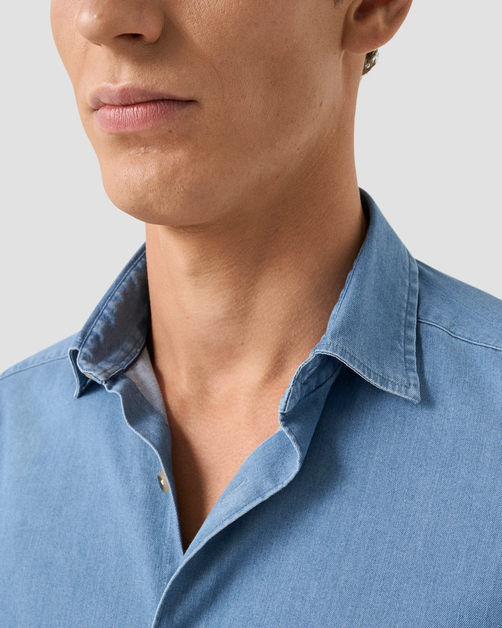Eton - light wash denim stretch shirt