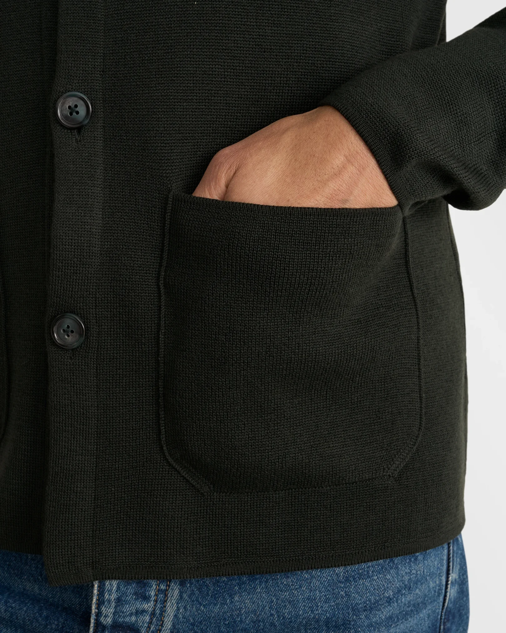 Eton - dark green merino milano knit overshirt