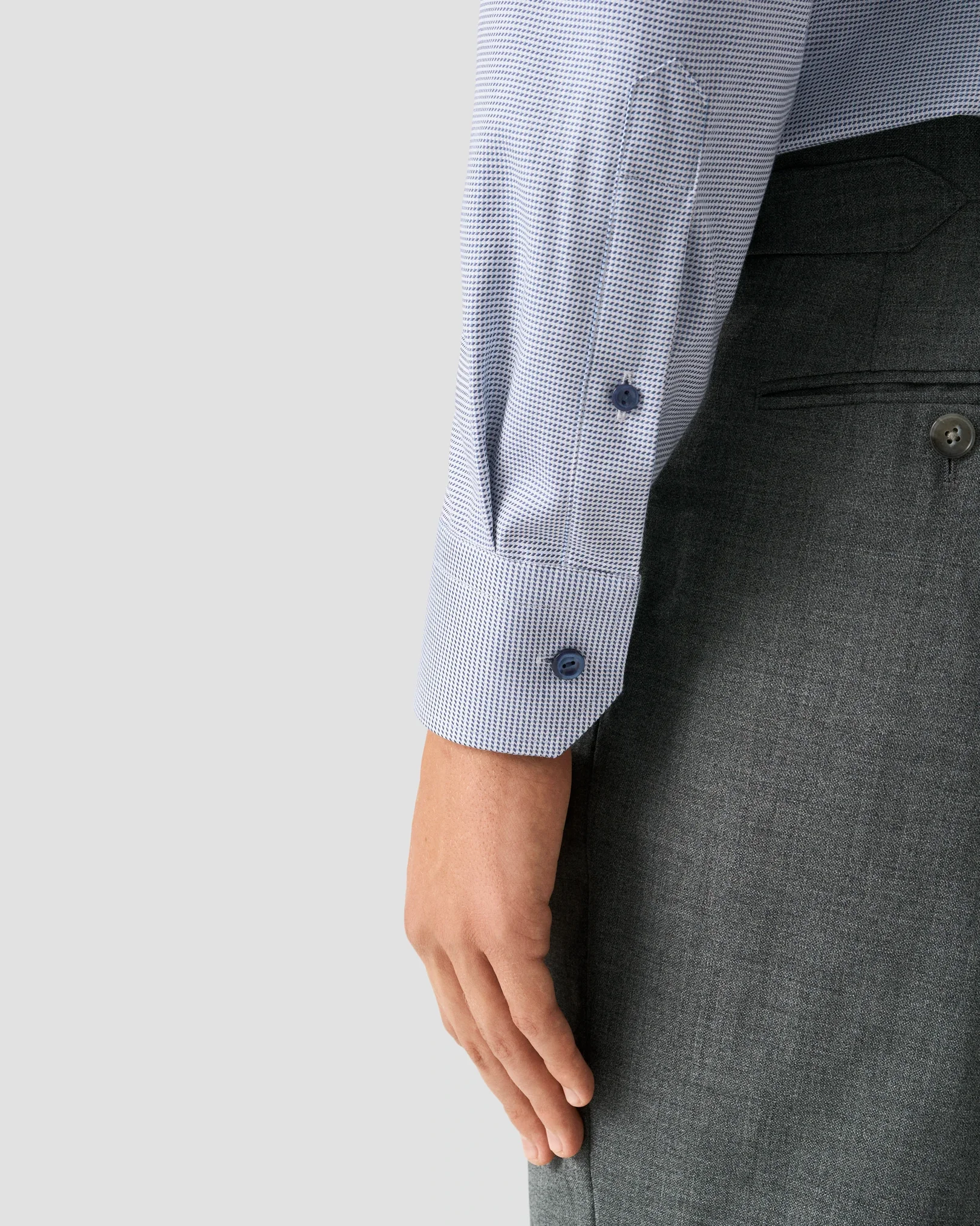 Eton - navy blue semi solid twill shirt