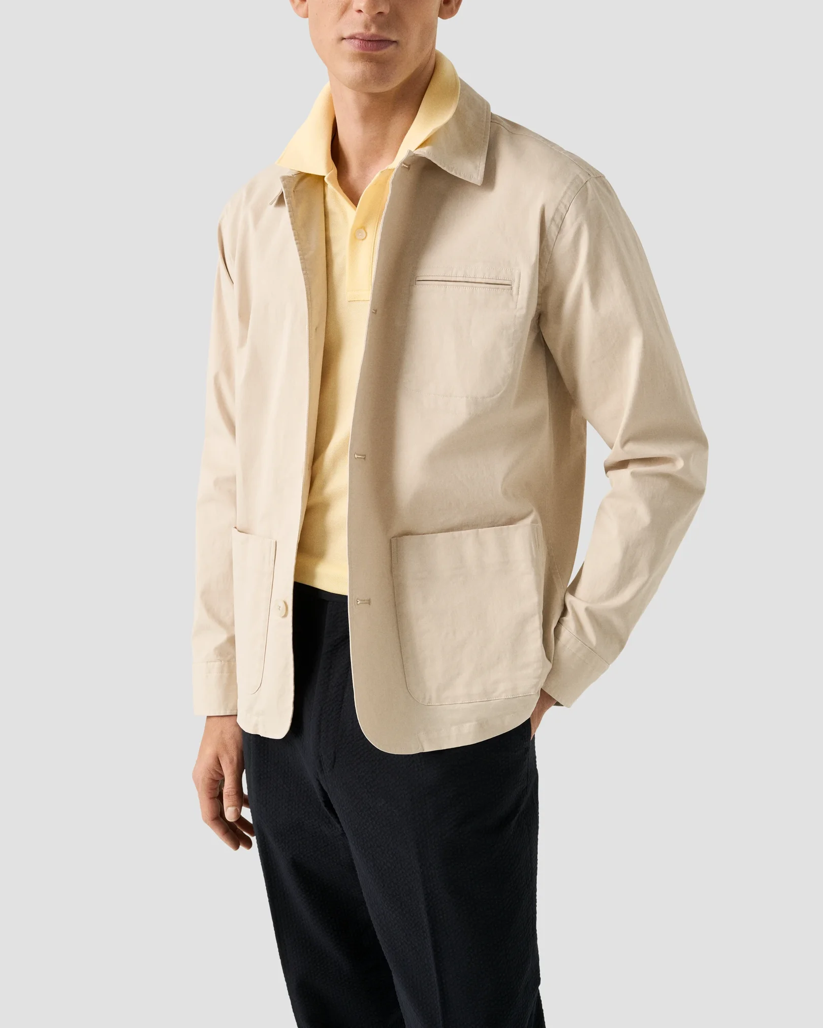 Eton - yellow pima cotton pique polo