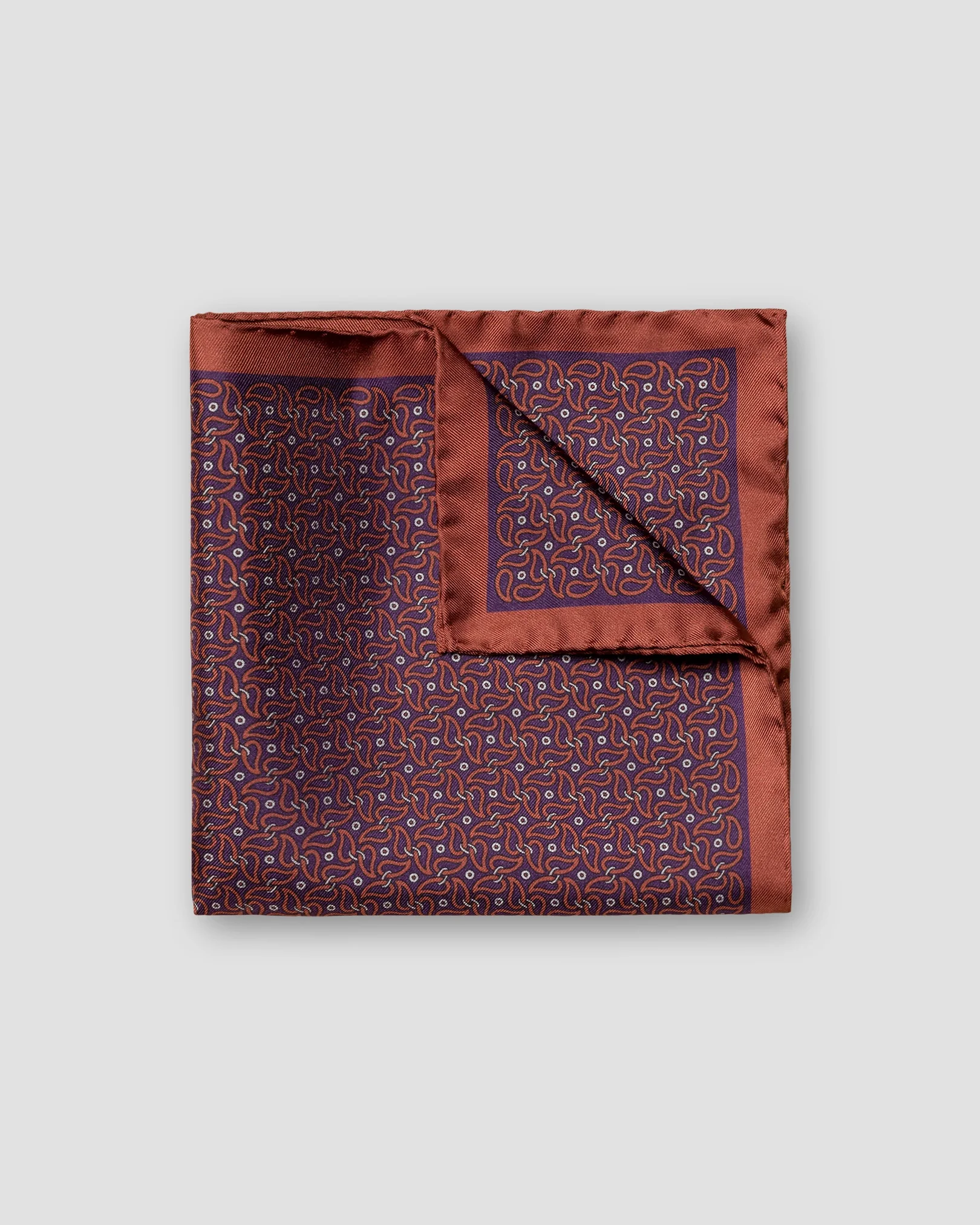 Red Paisley Silk Pocket Square - Eton