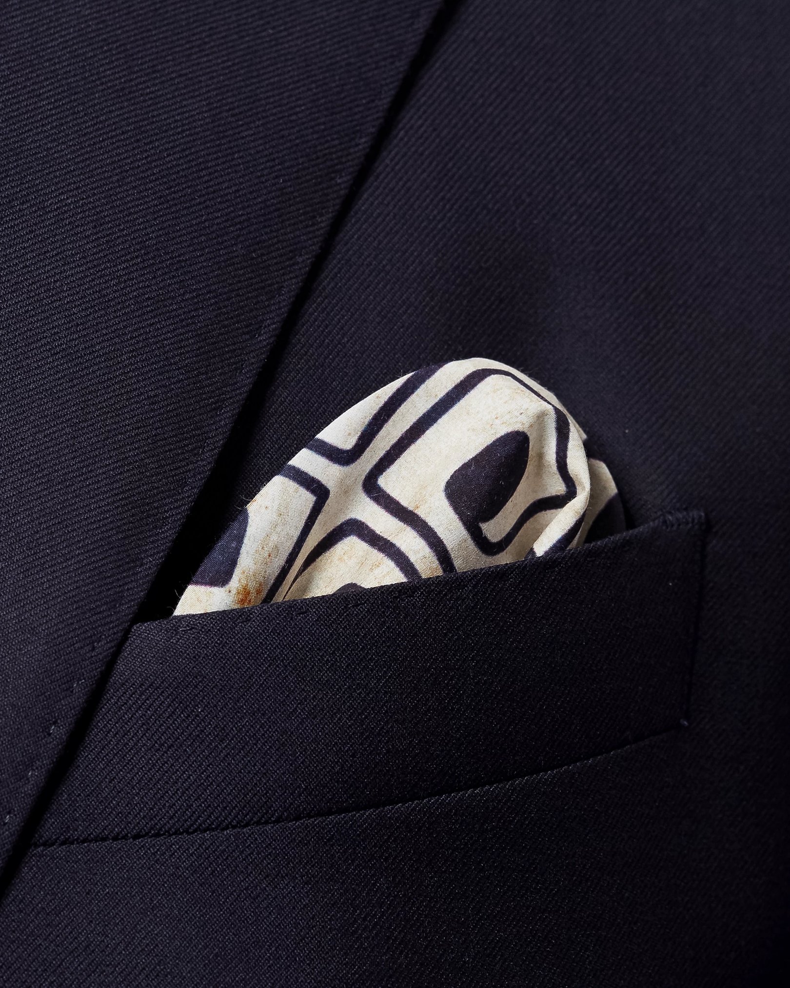 Eton - beige block print pocket square