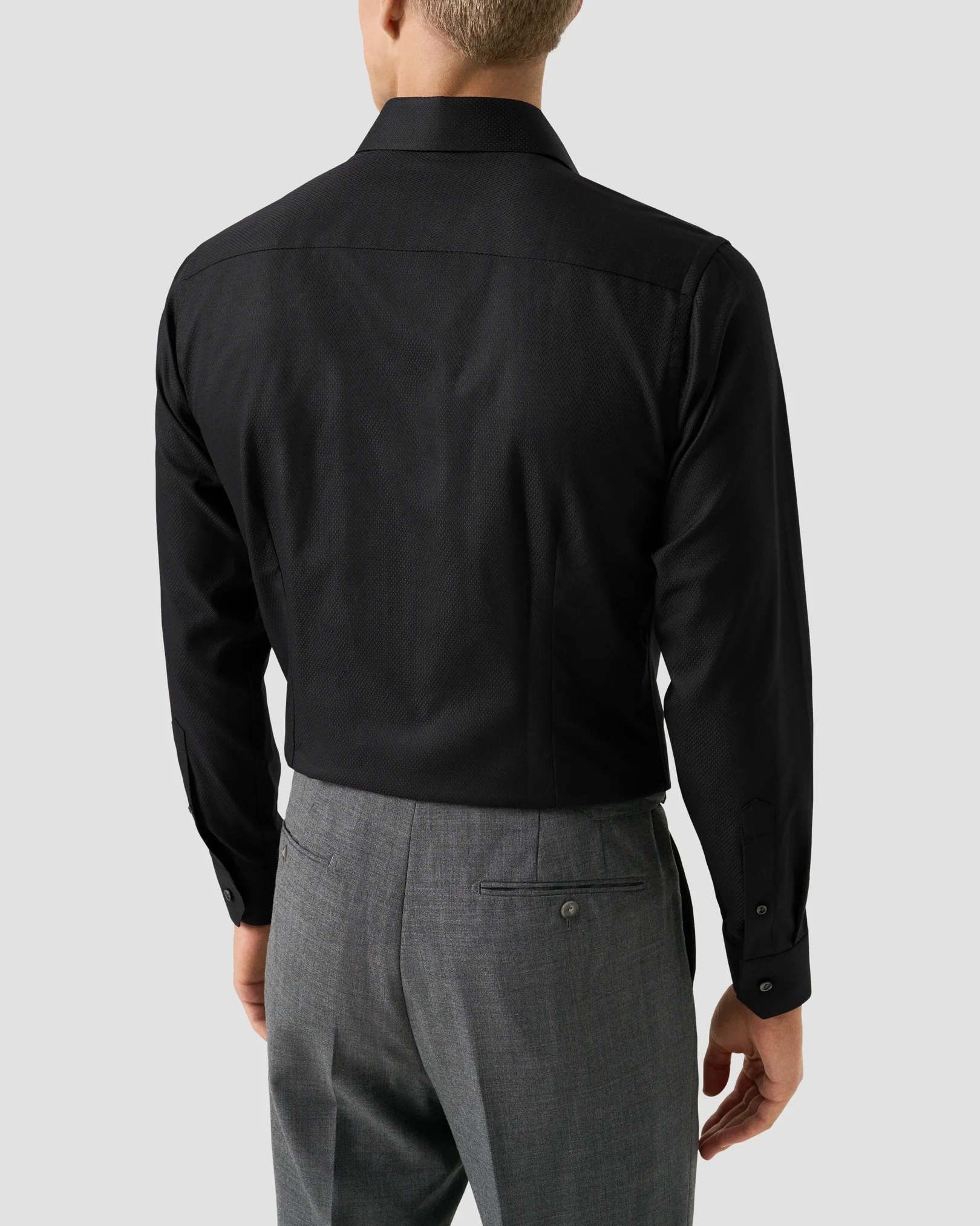 Eton - black semi solid dobby shirt