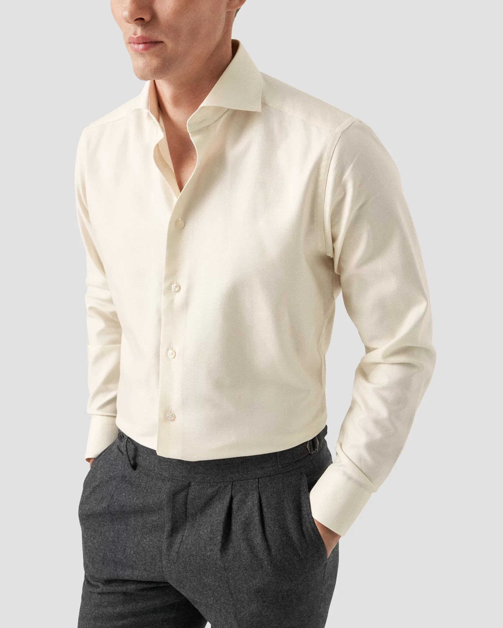 Eton - white cotton silk cashmere
