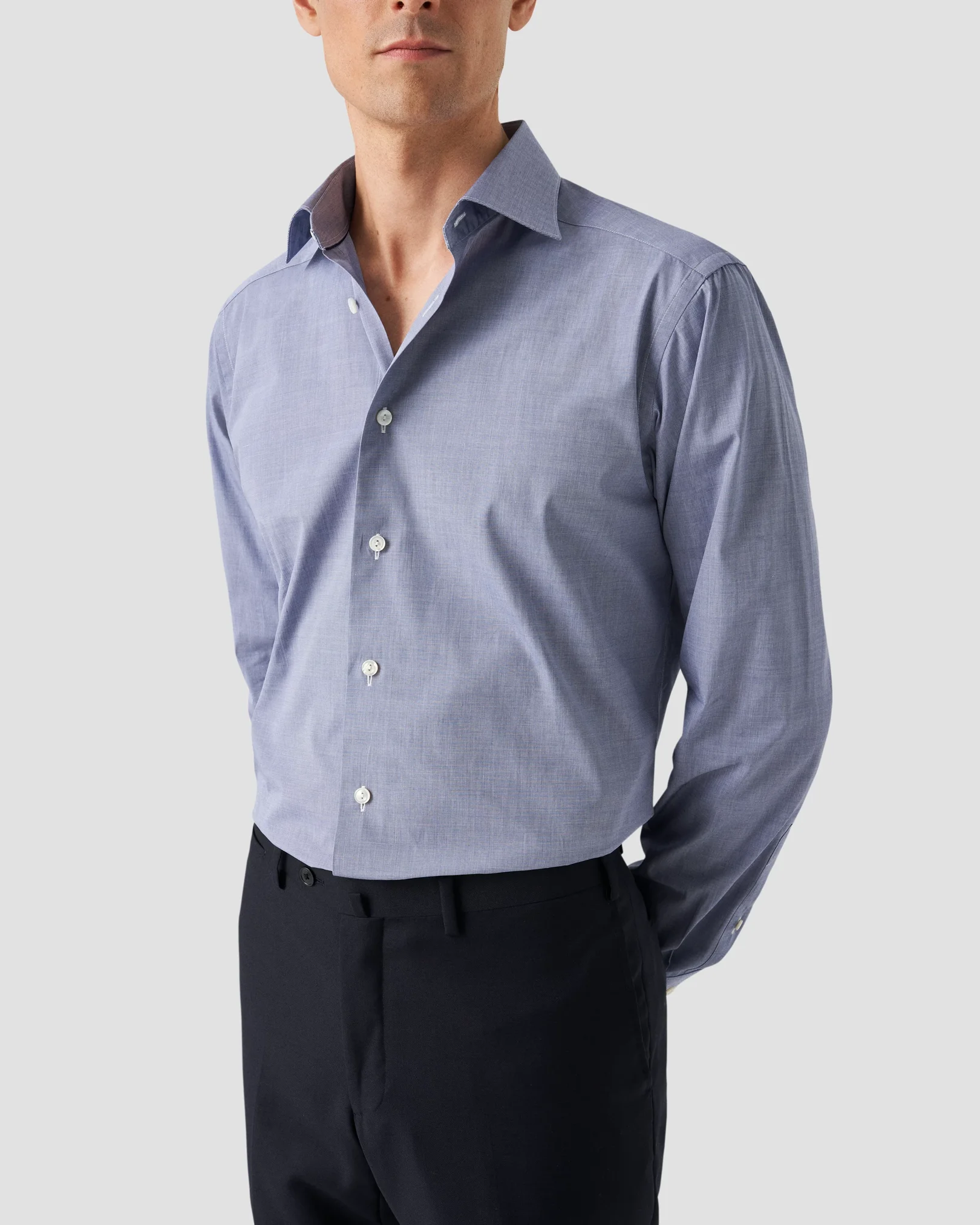 Eton - Chemise en Popeline Élevée Chambray