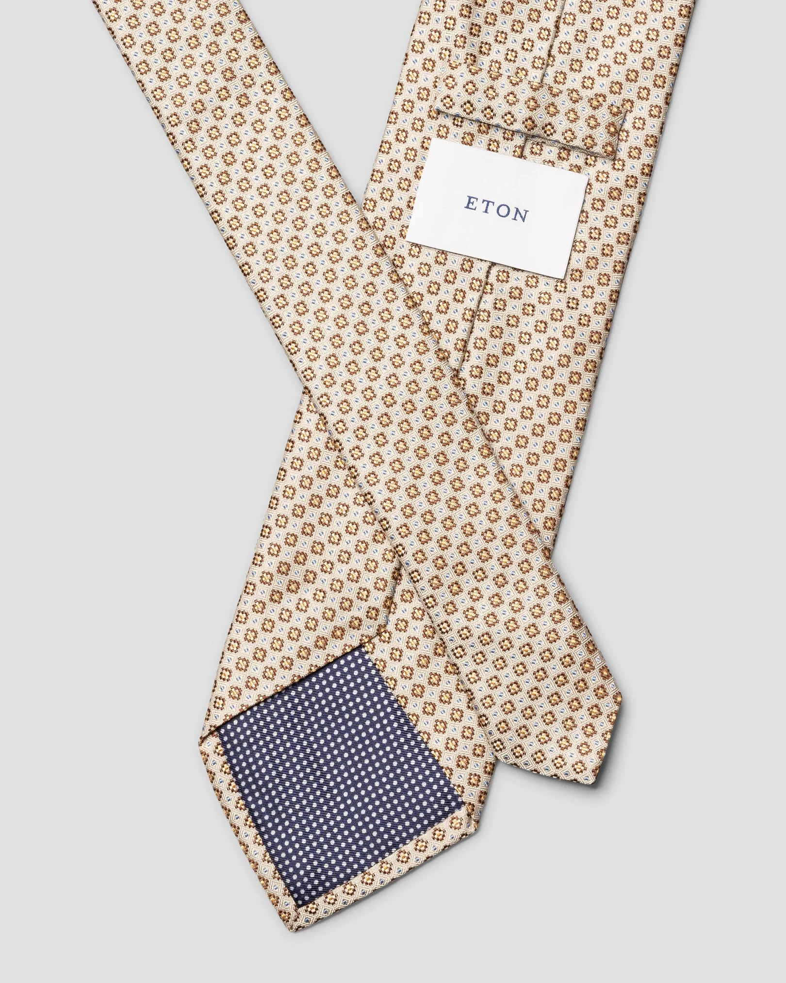 Eton - beige micro floral woven silk tie